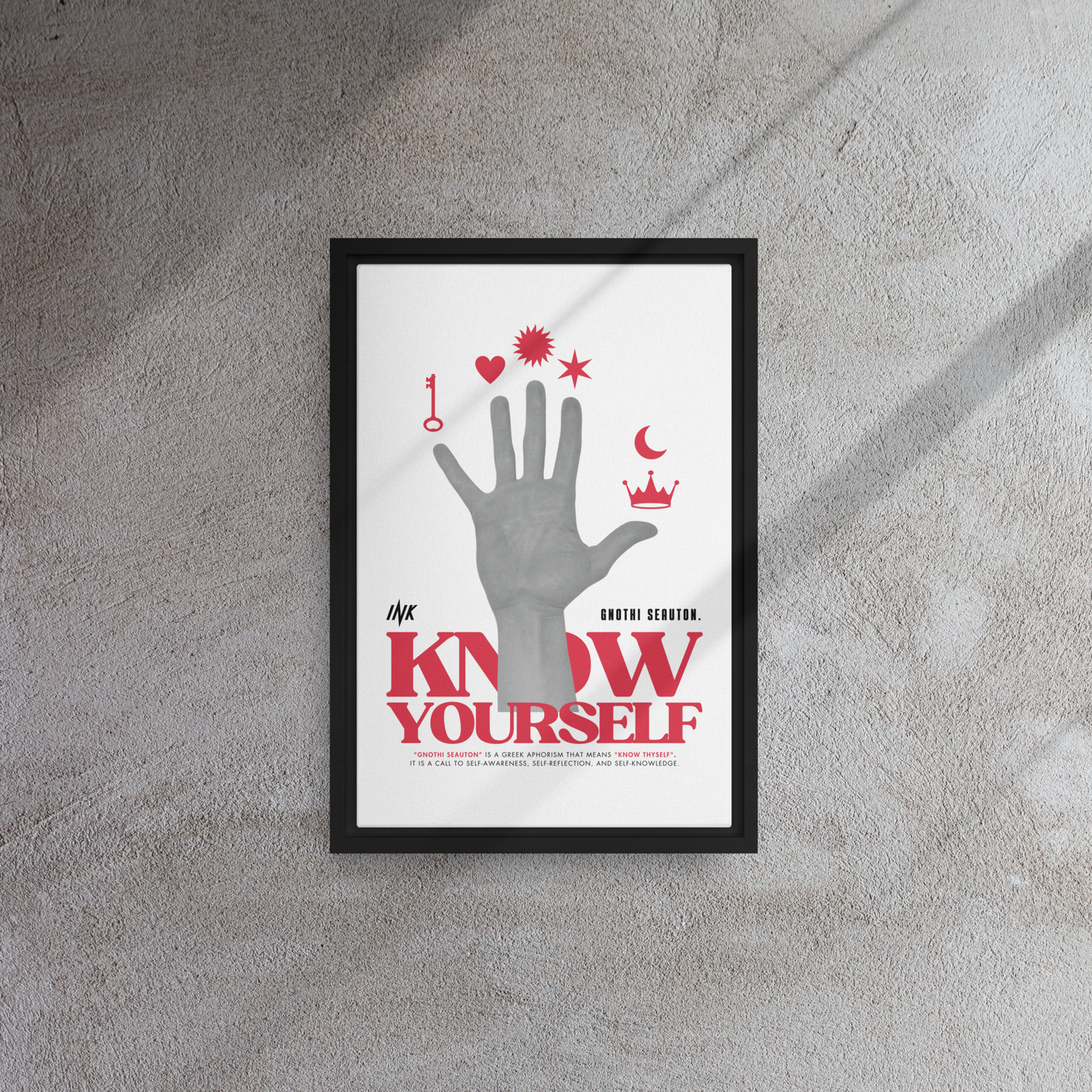 Gallery-Grade Framed Floating Effect Artwork: 'Know Yourself'