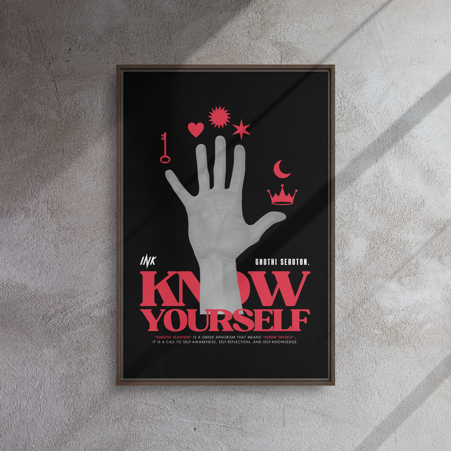 Gallery-Grade Framed Floating Effect Artwork: 'Know Yourself'