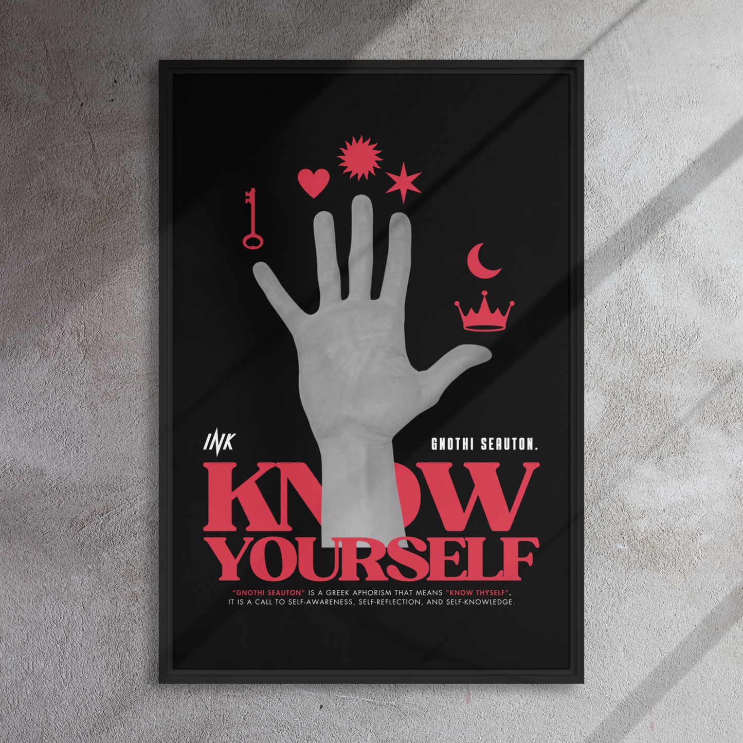 Gallery-Grade Framed Floating Effect Artwork: 'Know Yourself'