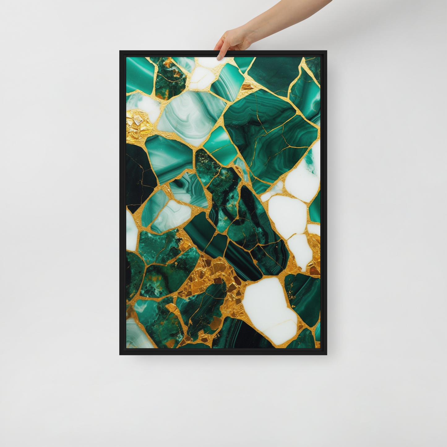 Gallery-Grade Framed Floating Effect Artwork: 'Emerald Elegance'