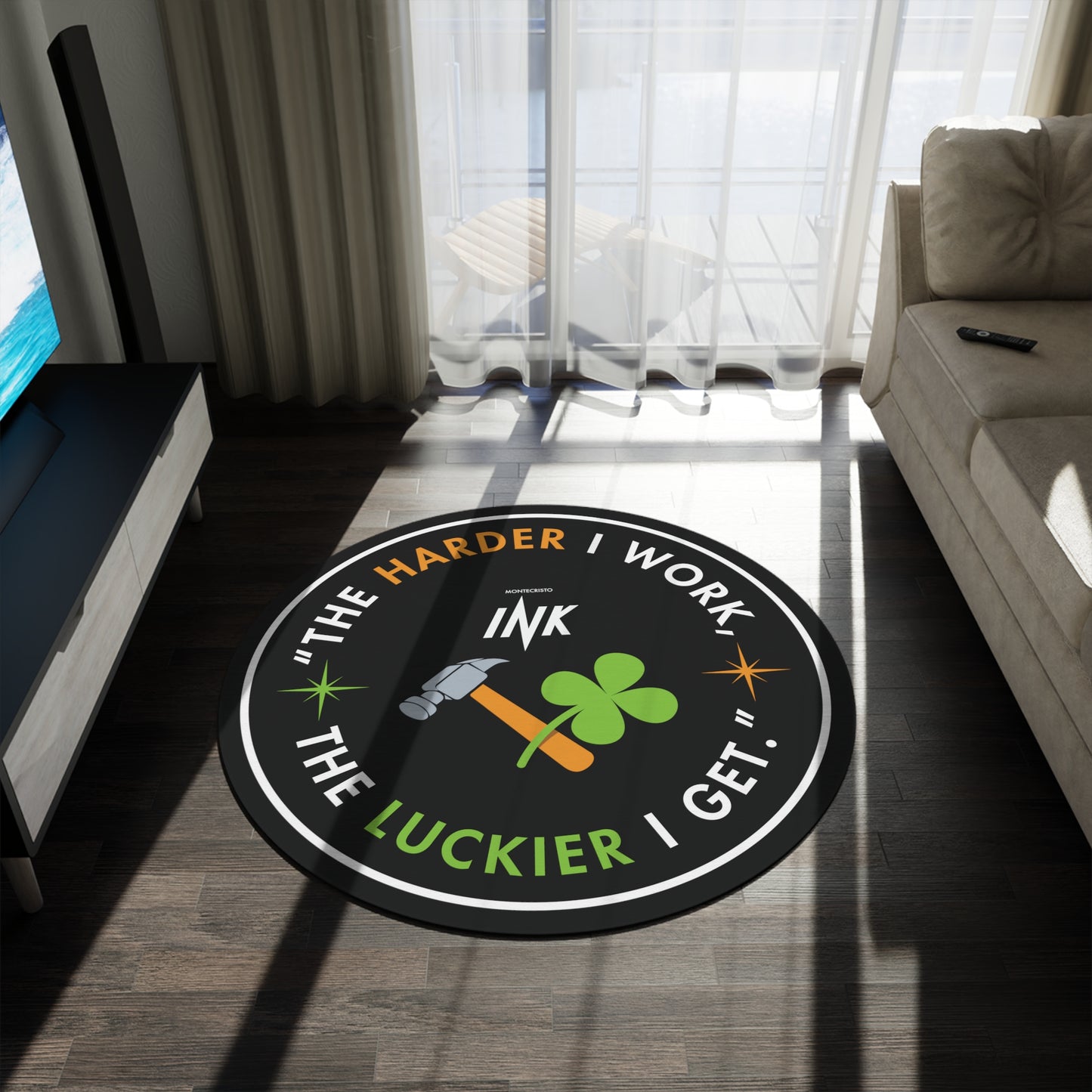 "The Lucky Worker" Round Rug: Embrace Good Luck