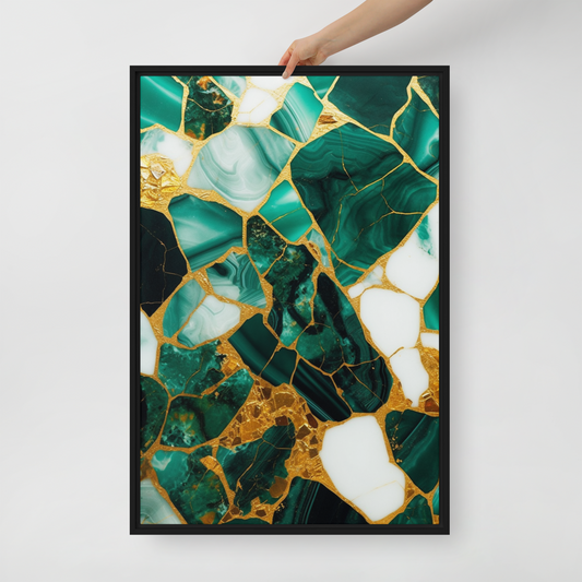 Gallery-Grade Framed Floating Effect Artwork: 'Emerald Elegance'