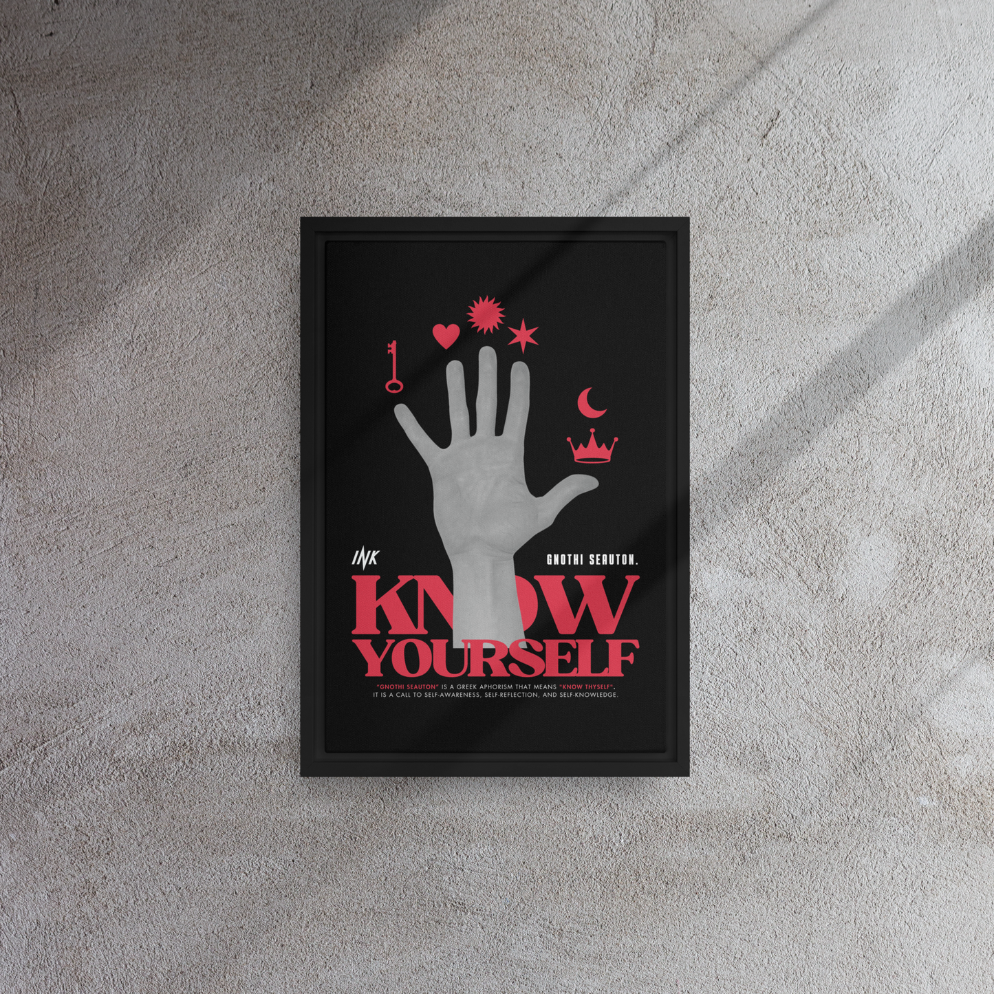 Gallery-Grade Framed Floating Effect Artwork: 'Know Yourself'