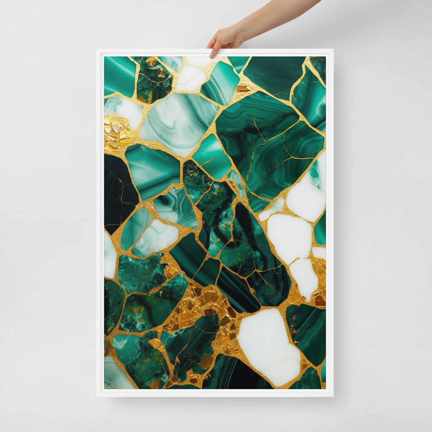 Gallery-Grade Framed Floating Effect Artwork: 'Emerald Elegance'