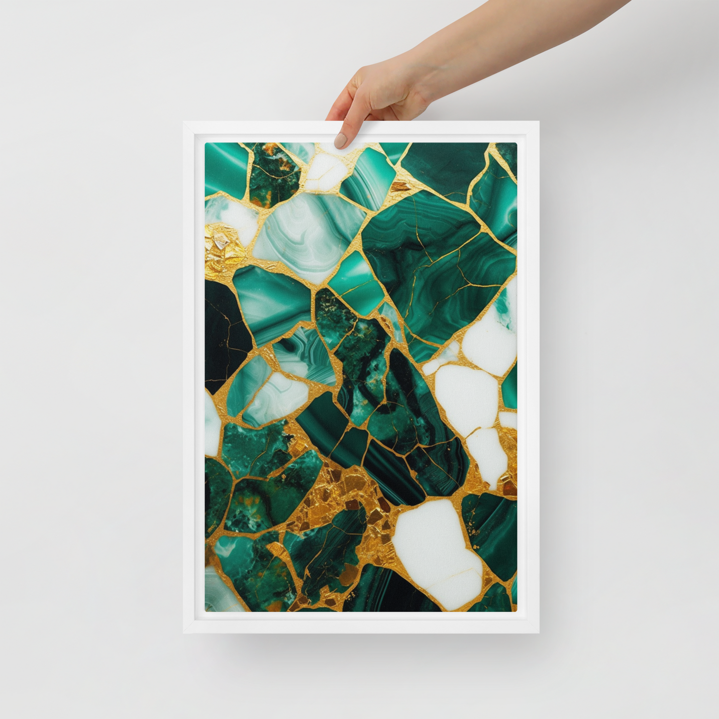 Gallery-Grade Framed Floating Effect Artwork: 'Emerald Elegance'