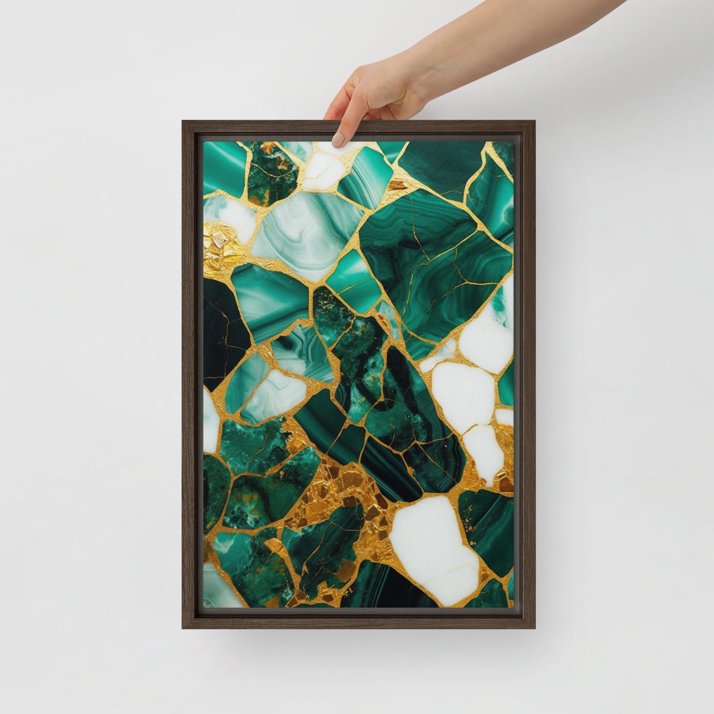 Gallery-Grade Framed Floating Effect Artwork: 'Emerald Elegance'