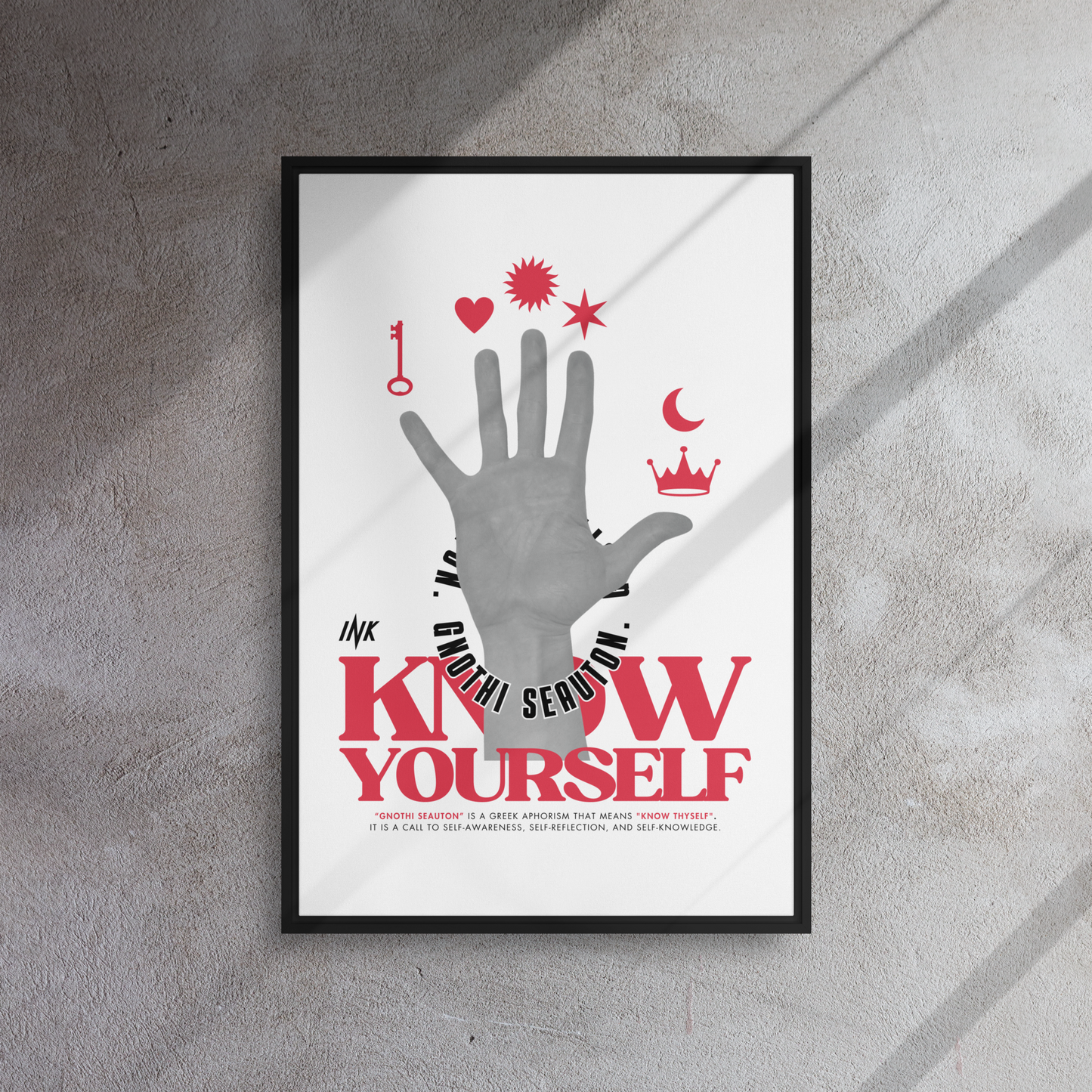 Gallery-Grade Framed Floating Effect Artwork: 'Know Yourself'