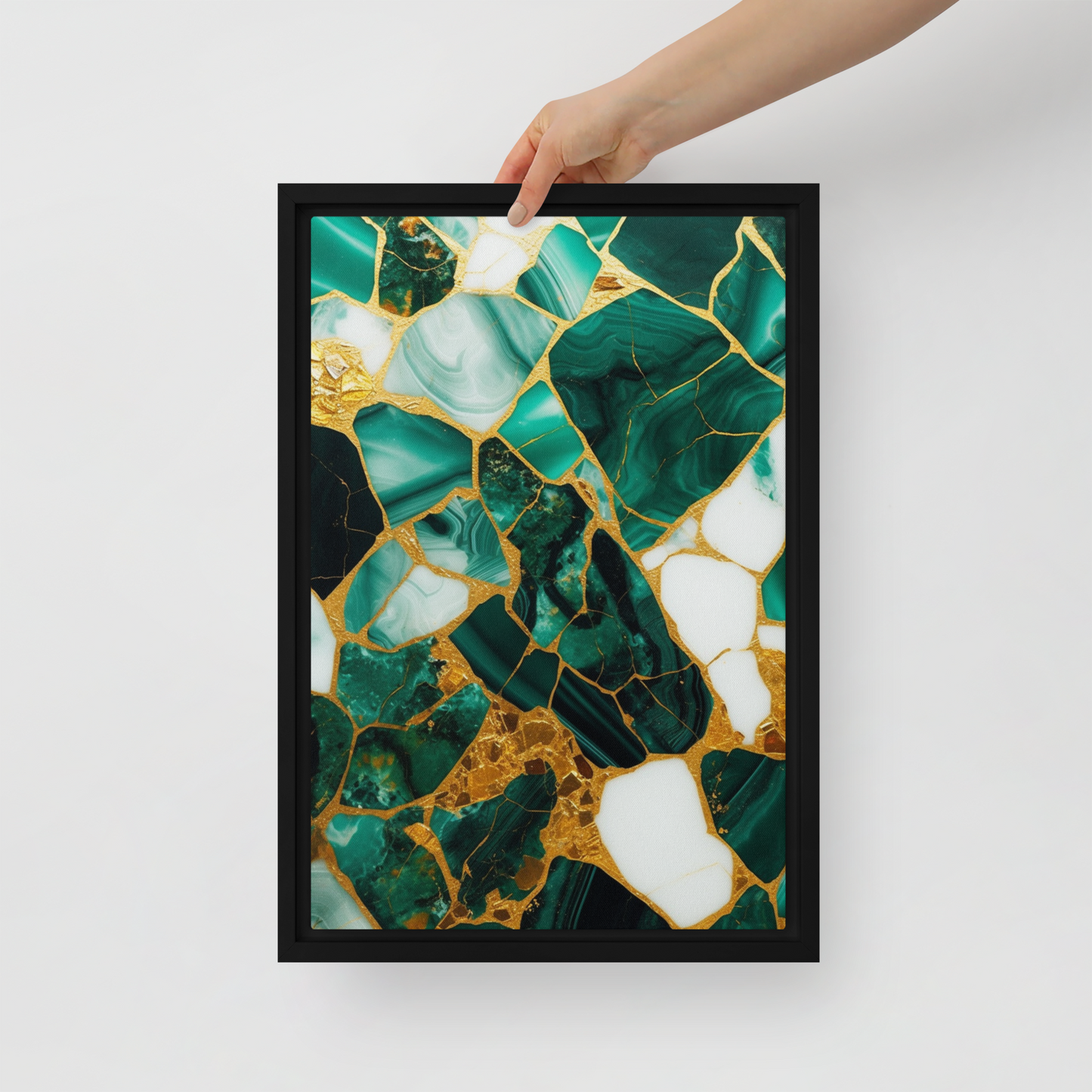 Gallery-Grade Framed Floating Effect Artwork: 'Emerald Elegance'