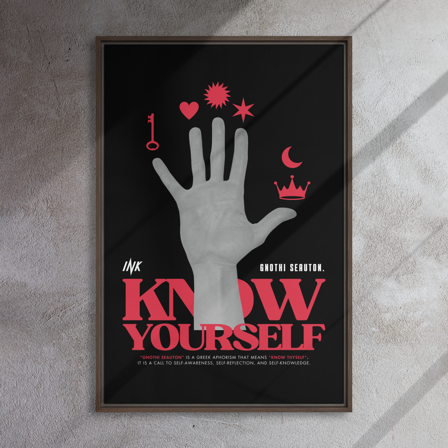 Gallery-Grade Framed Floating Effect Artwork: 'Know Yourself'