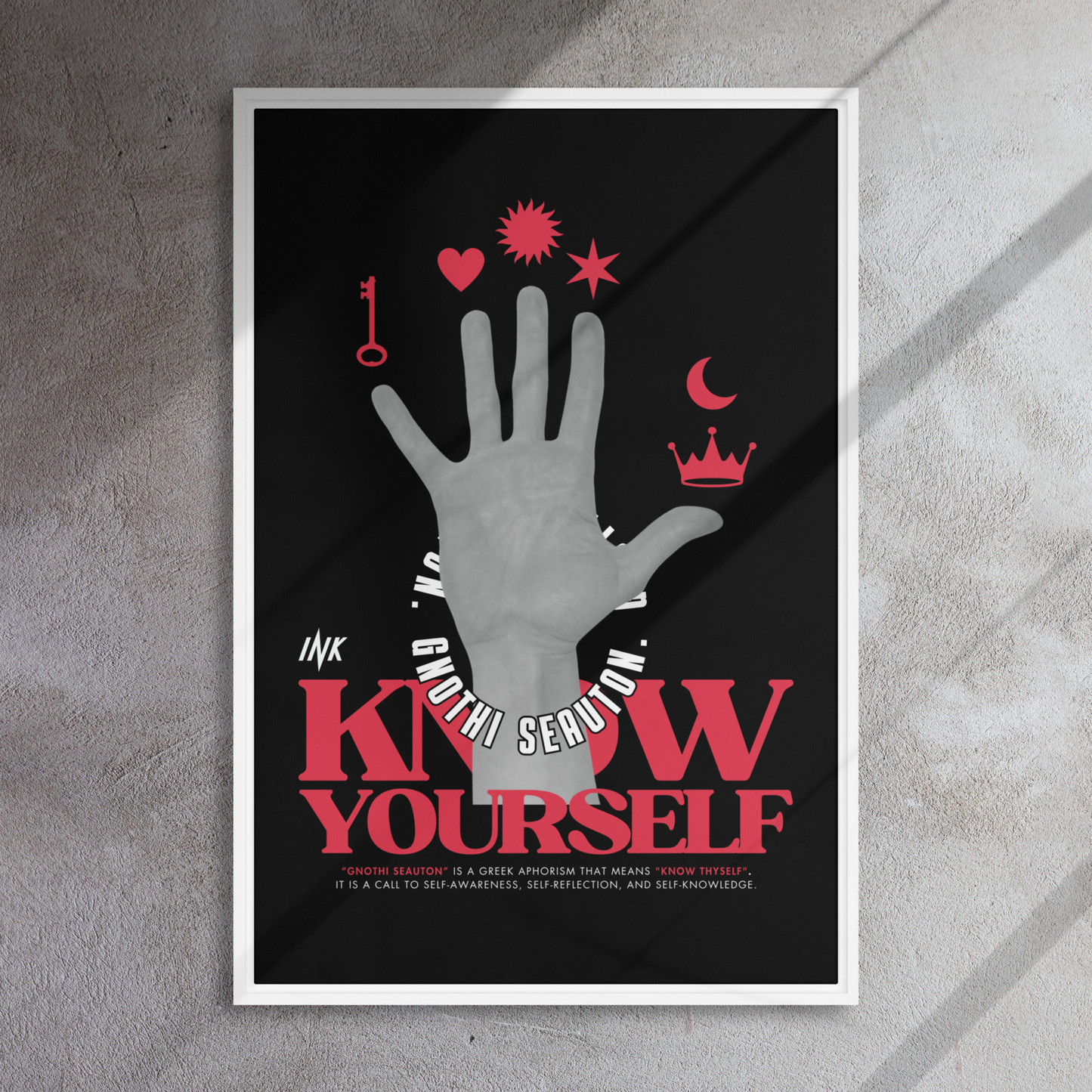 Gallery-Grade Framed Floating Effect Artwork: 'Know Yourself'