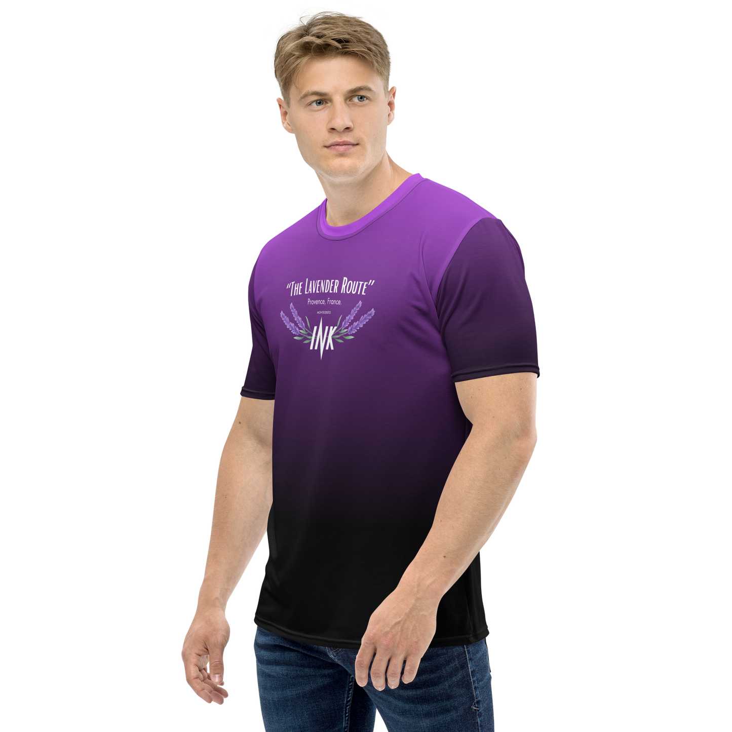 Men's LuxBlend Gradient Tailored Fit Tee with “The Lavender Route” motif