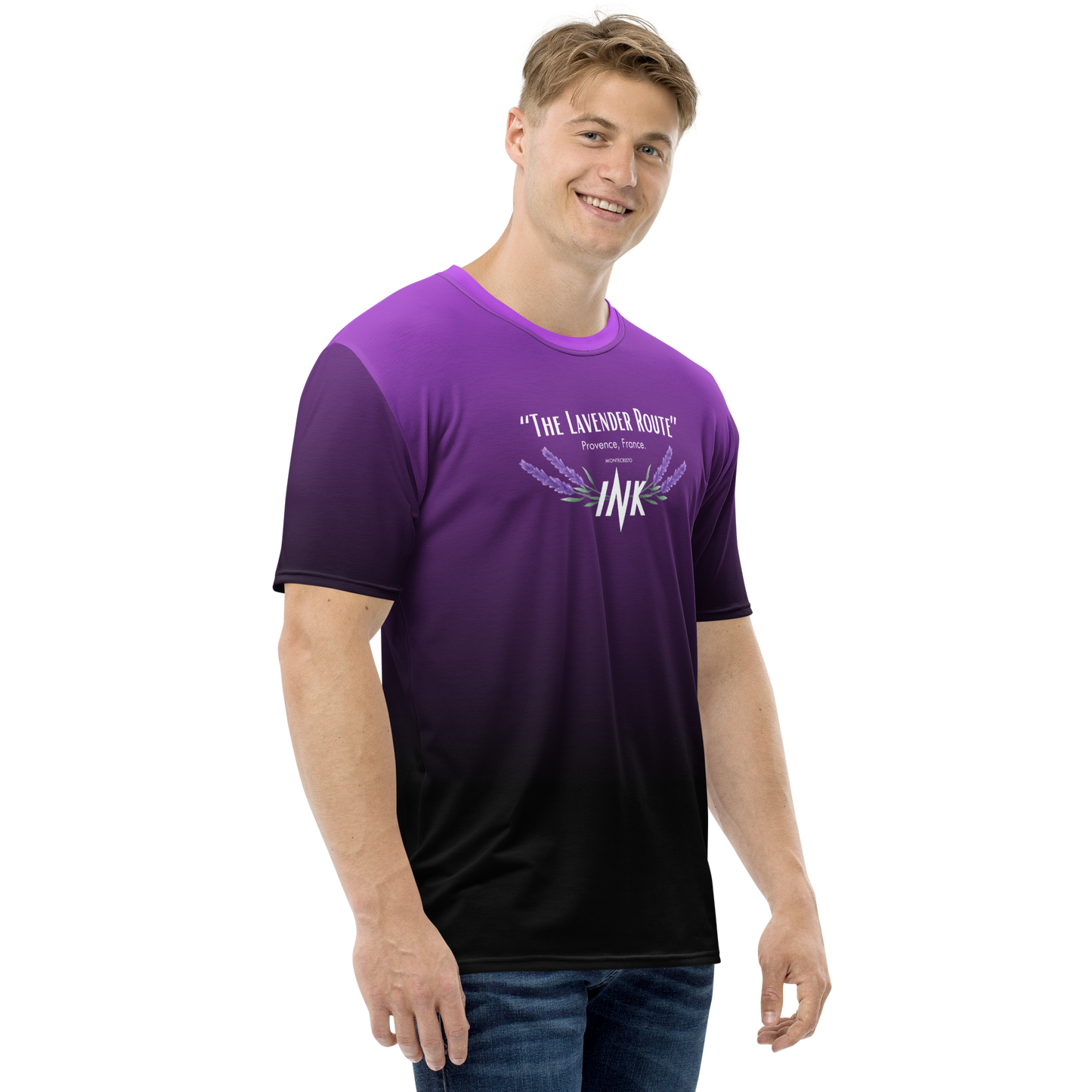 Men's LuxBlend Gradient Tailored Fit Tee with “The Lavender Route” motif