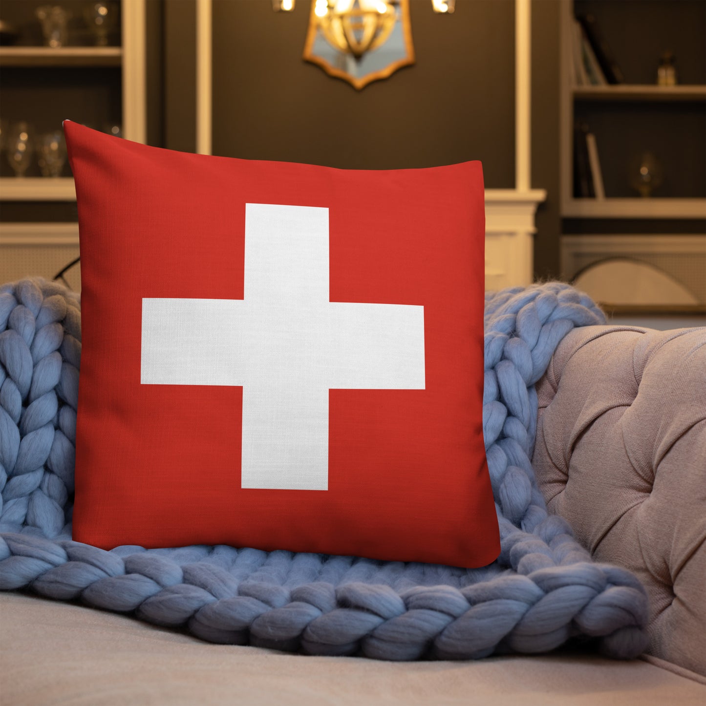 "Switzerland Flag" Premium Pillow