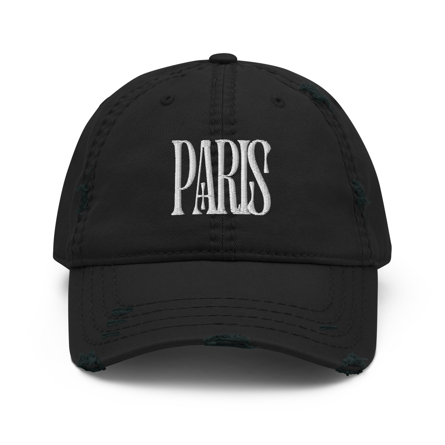 Distressed Faded Dad Hat with “LES CHAMPS ELYSÉES, PARIS” Print