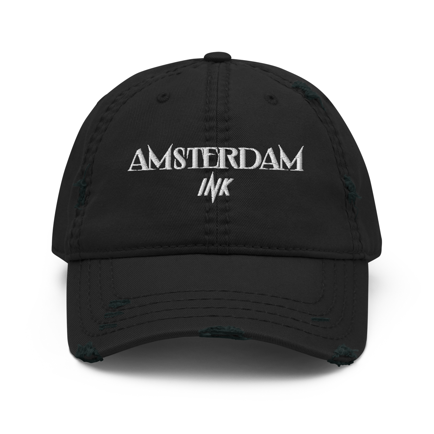 Distressed Faded Dad Hat with “Tulip Mania in Amsterdam” motif