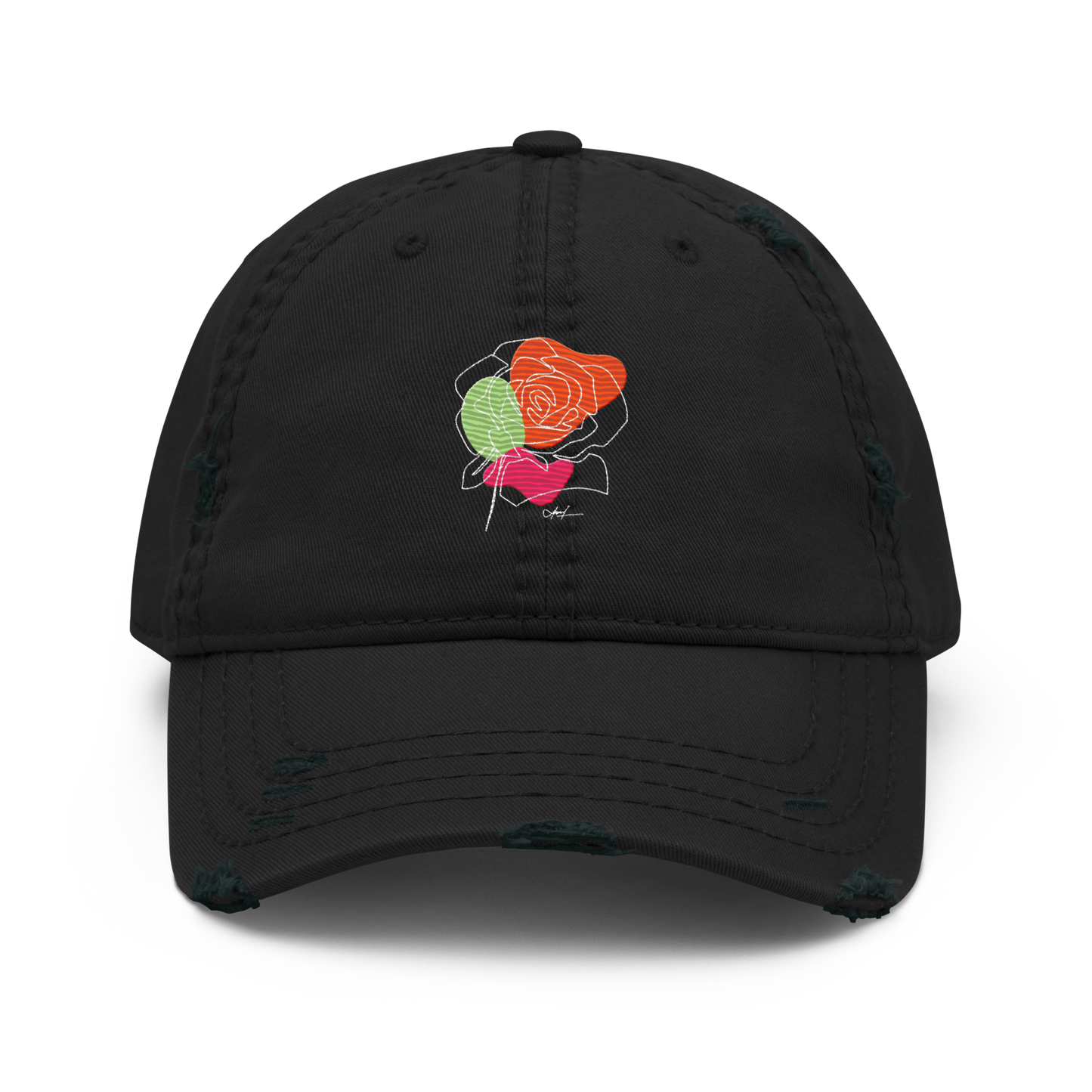 Distressed Faded Dad Hat with "Let Your Dreams Blossom" design