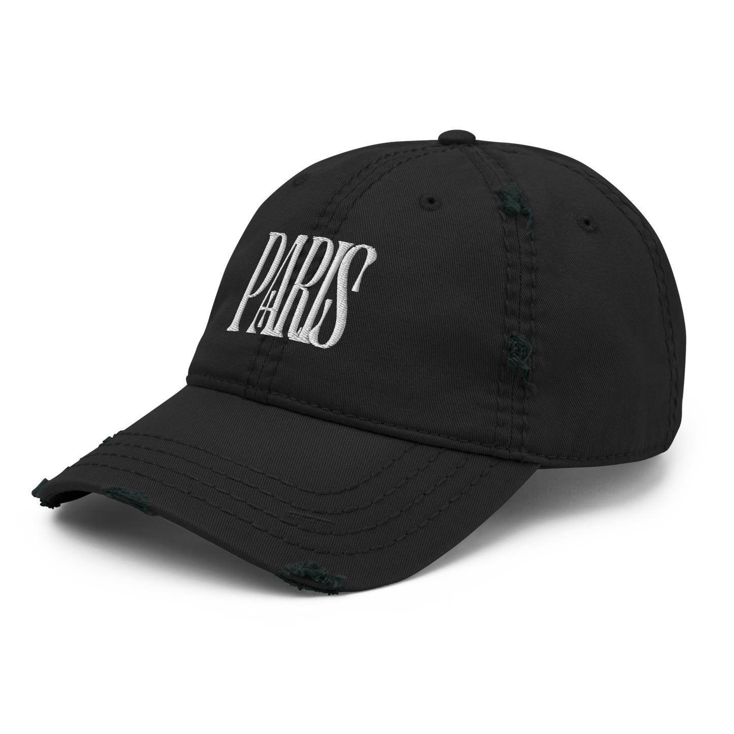 Distressed Faded Dad Hat with “LES CHAMPS ELYSÉES, PARIS” Print