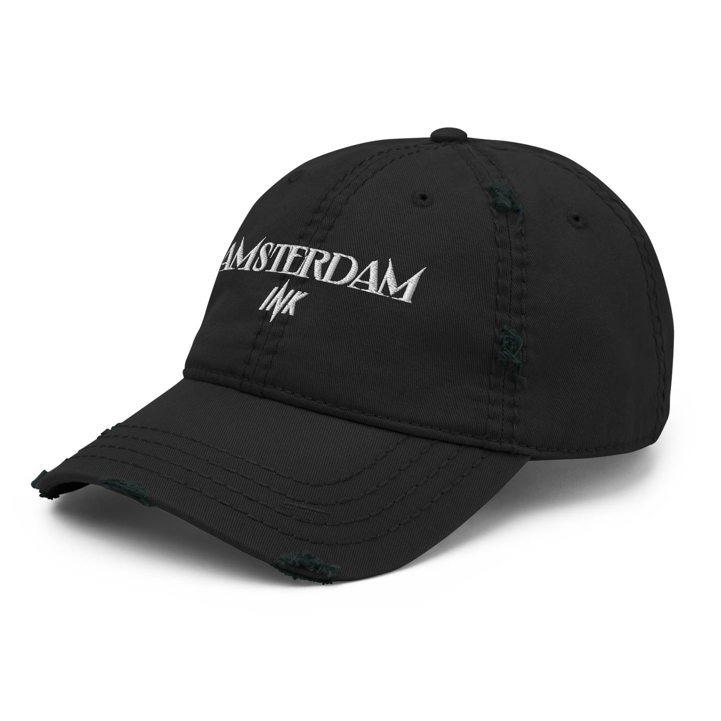 Distressed Faded Dad Hat with “Tulip Mania in Amsterdam” motif