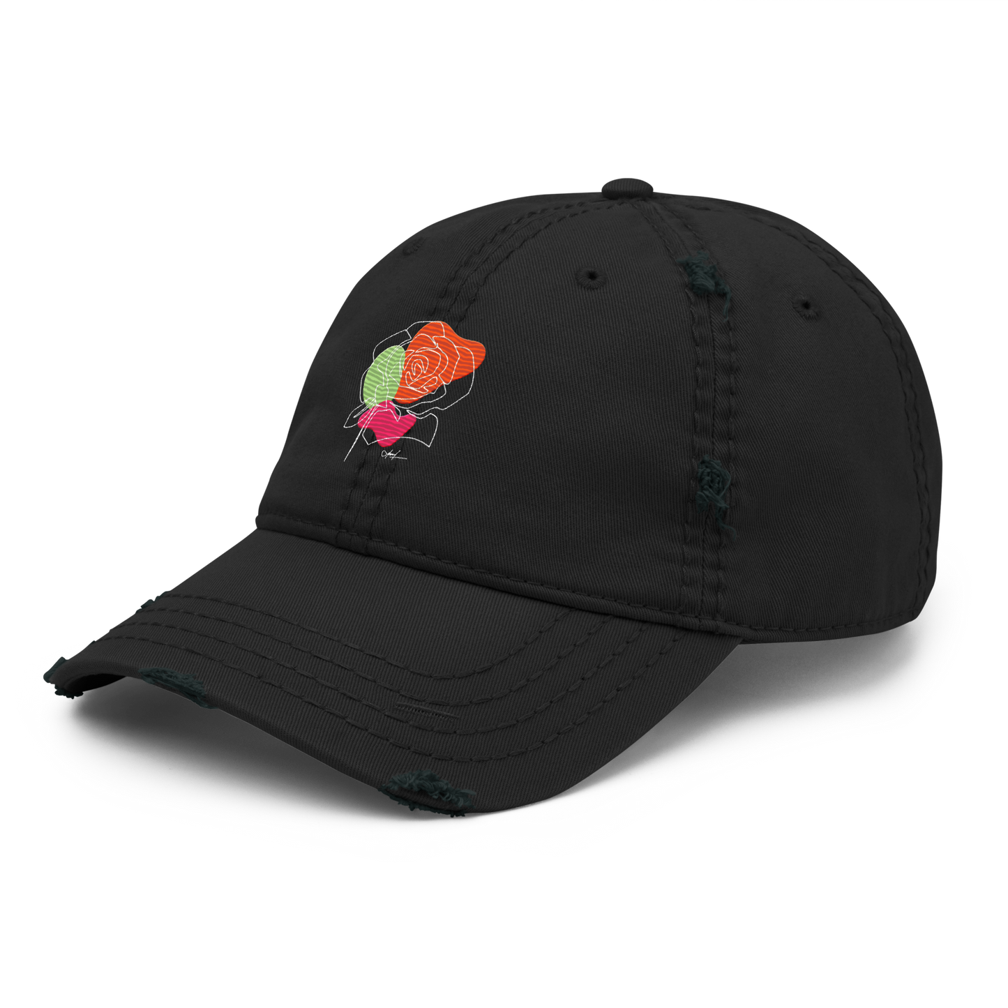 Distressed Faded Dad Hat with "Let Your Dreams Blossom" design