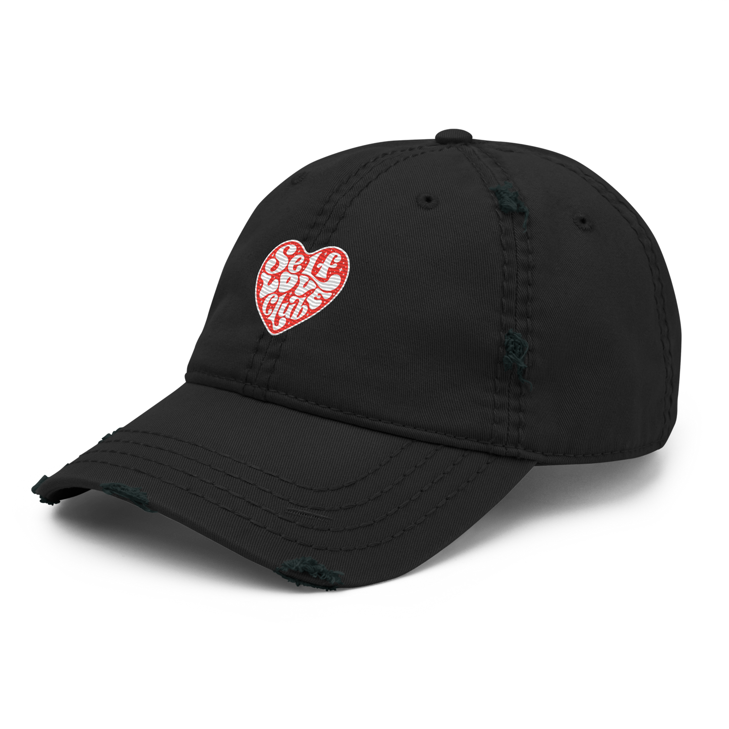 Distressed Faded Dad Hat with "Self Love Club" motif