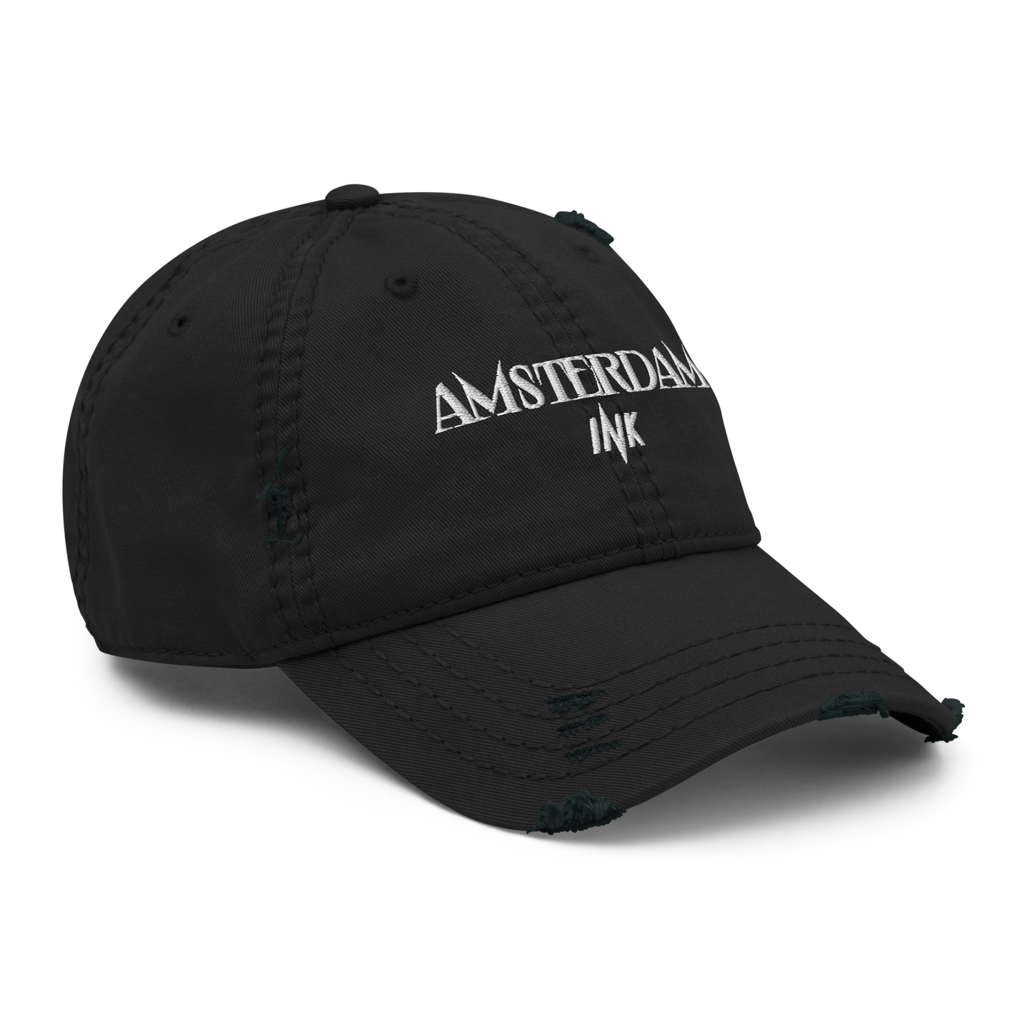 Distressed Faded Dad Hat with “Tulip Mania in Amsterdam” motif