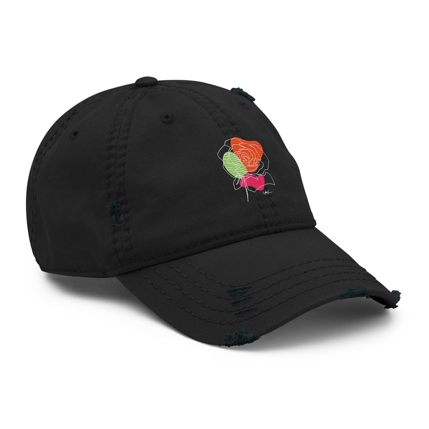 Distressed Faded Dad Hat with "Let Your Dreams Blossom" design