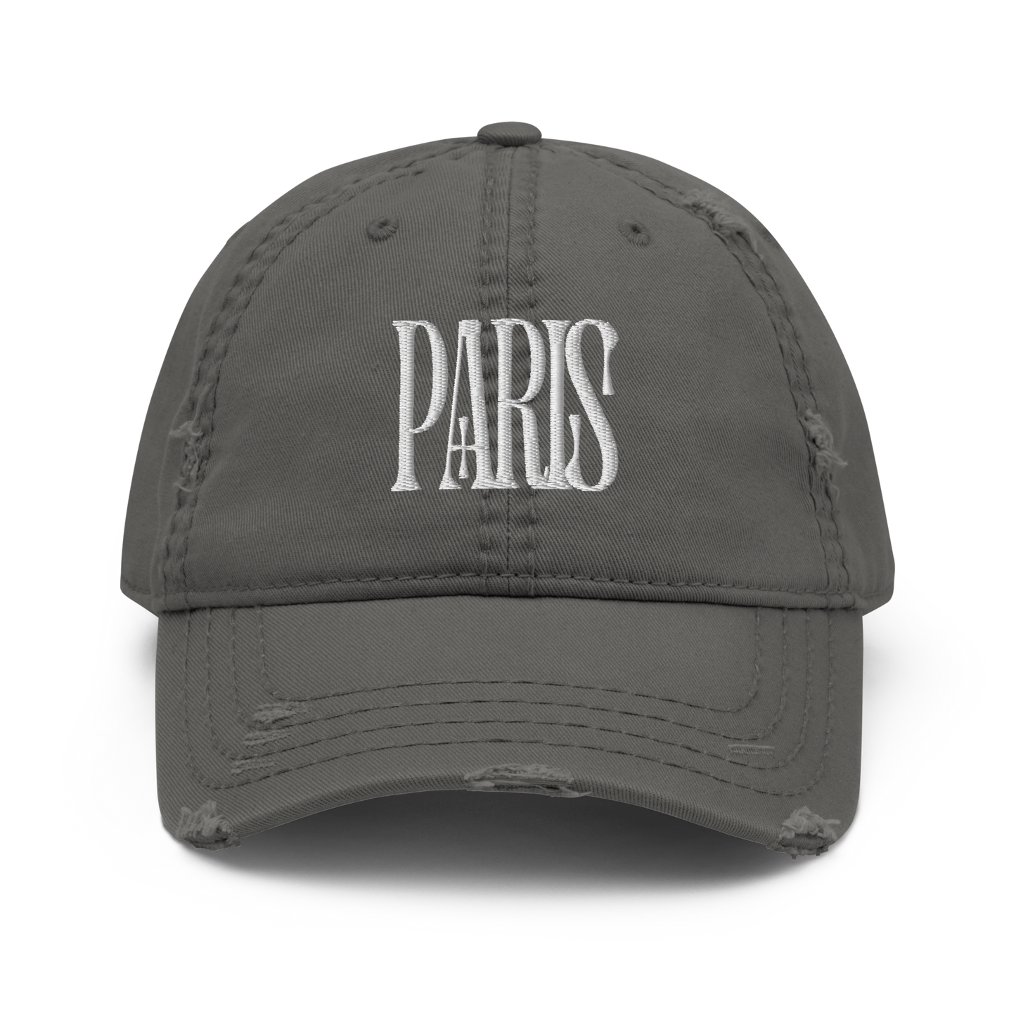 Distressed Faded Dad Hat with “LES CHAMPS ELYSÉES, PARIS” Print