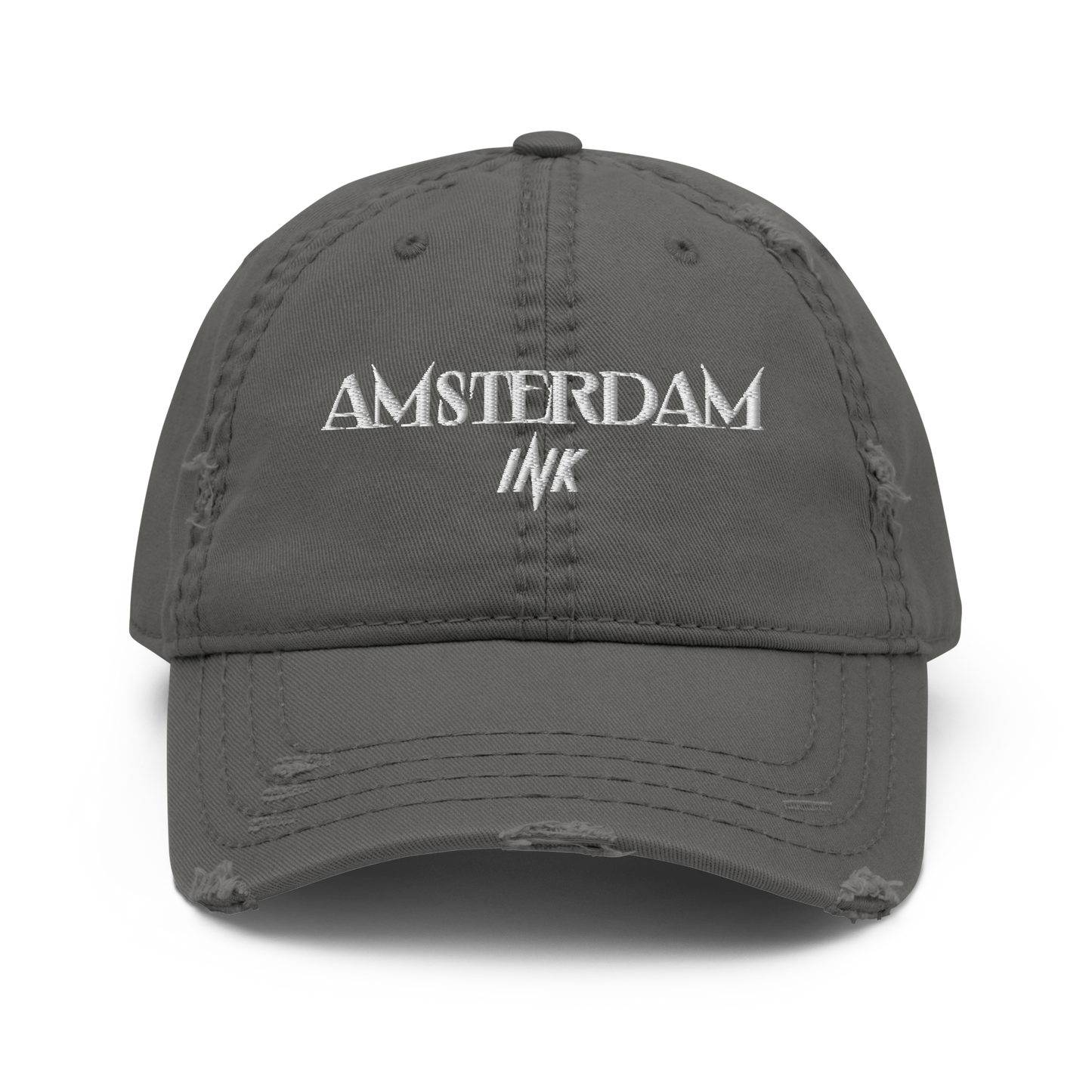 Distressed Faded Dad Hat with “Tulip Mania in Amsterdam” motif