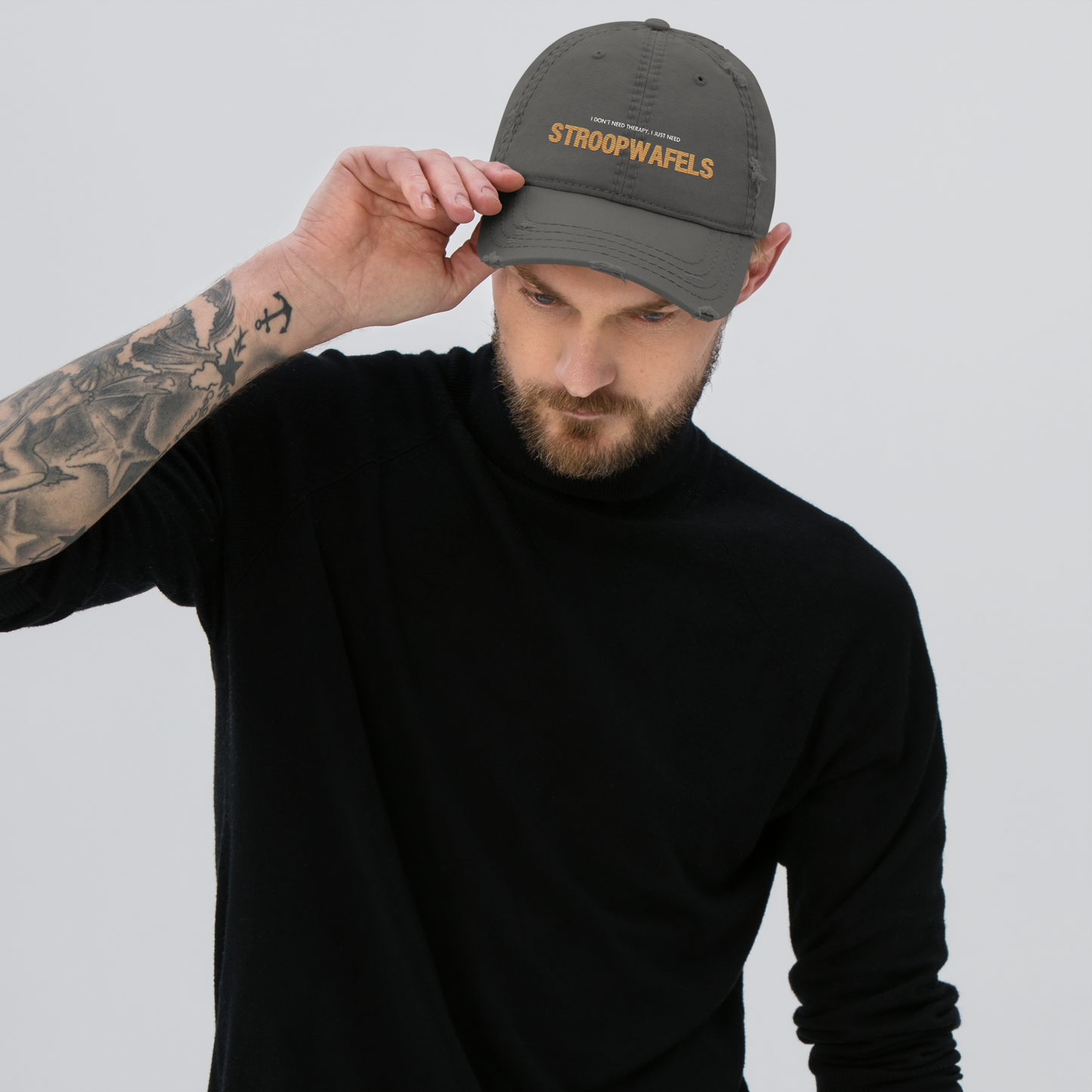 "I Don't Need Therapy, I Just Need STROOPWAFELS" iconic Distressed Faded Dad Hat