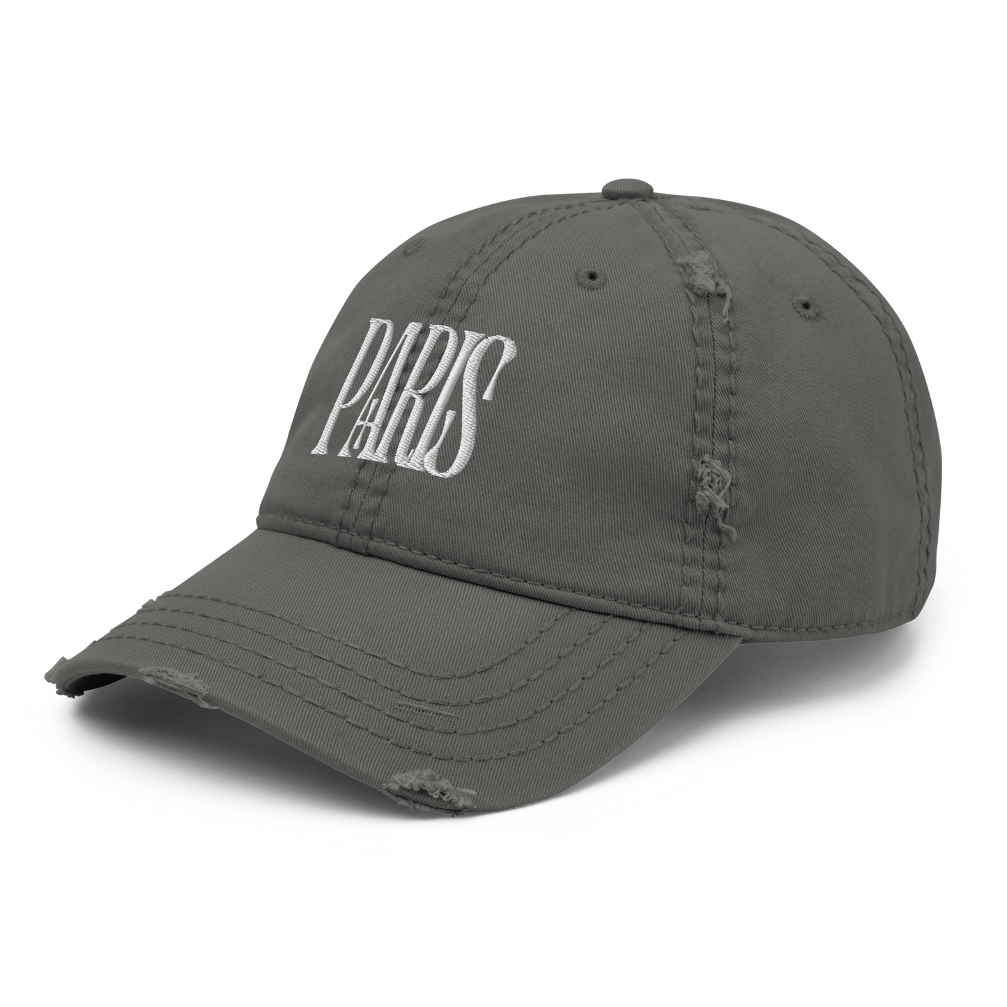 Distressed Faded Dad Hat with “LES CHAMPS ELYSÉES, PARIS” Print