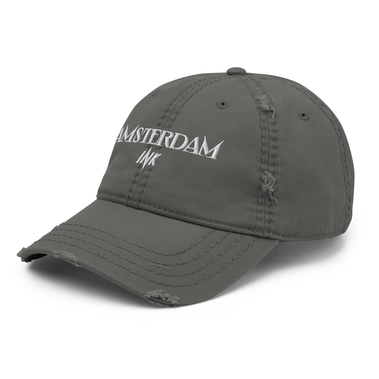 Distressed Faded Dad Hat with “Tulip Mania in Amsterdam” motif