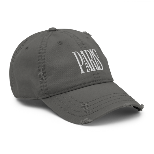 Distressed Faded Dad Hat with “LES CHAMPS ELYSÉES, PARIS” Print