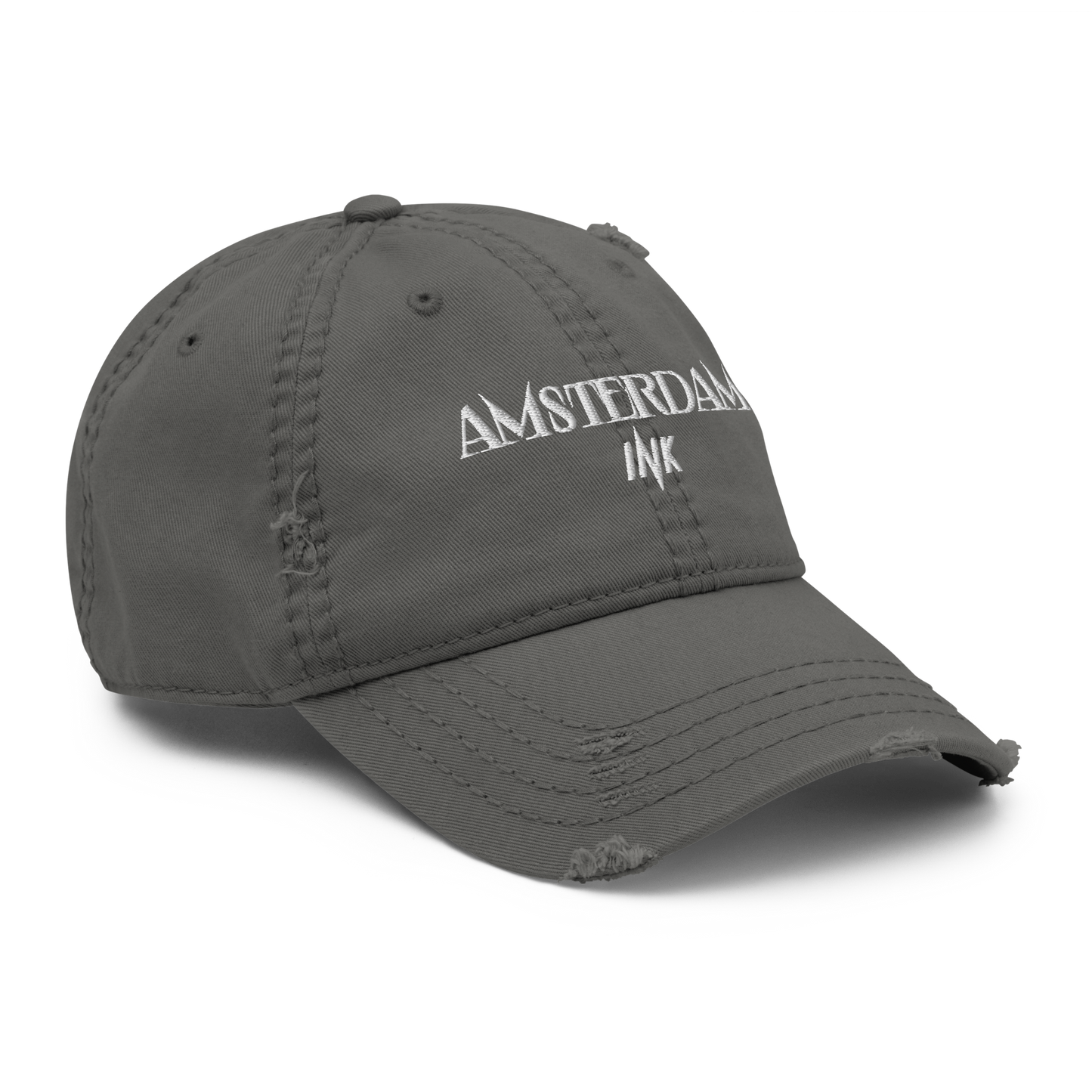 Distressed Faded Dad Hat with “Tulip Mania in Amsterdam” motif