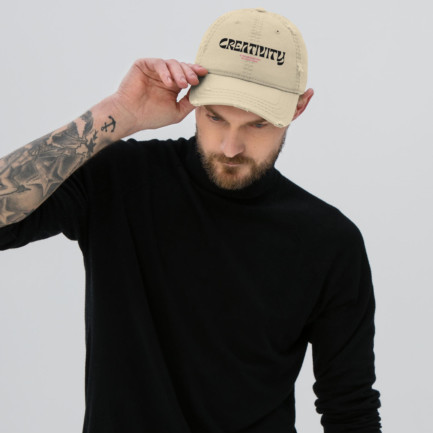 Distressed Faded Dad Hat with Iconic "Cube of Creativity" print