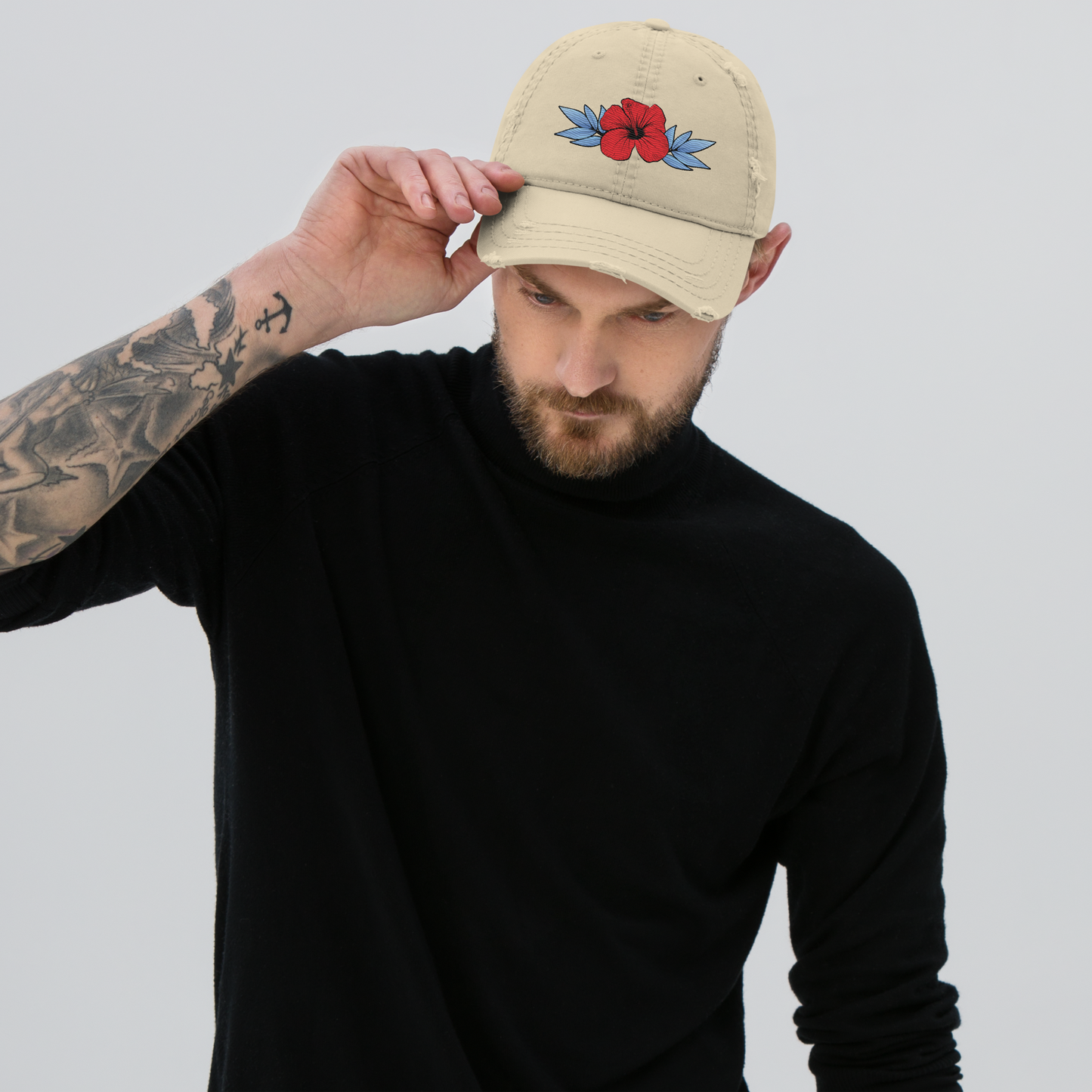 Distressed Faded Dad Hat with “Always Be Brave” design