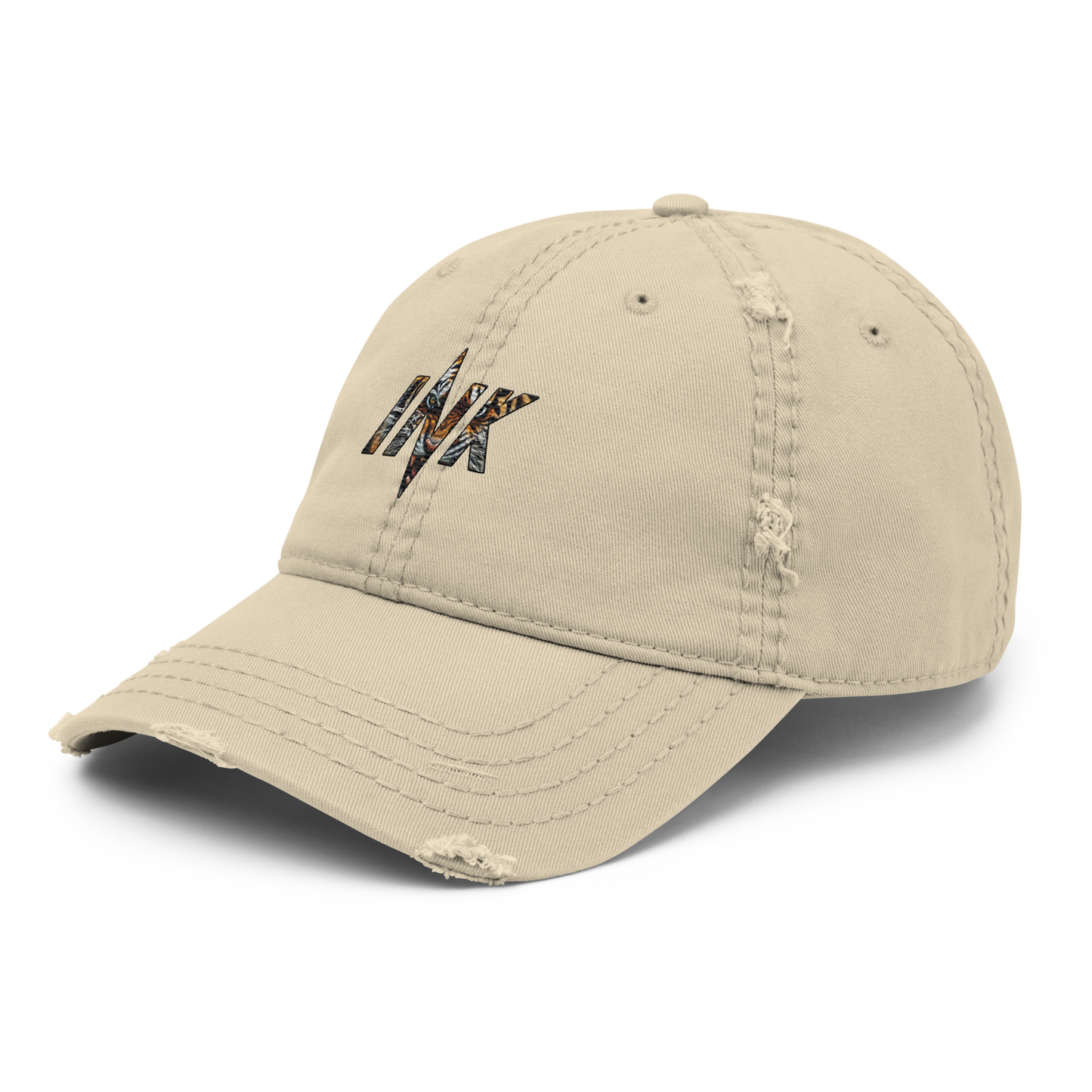 Distressed Faded Dad Hat with “Hungry Tiger Vibes” print