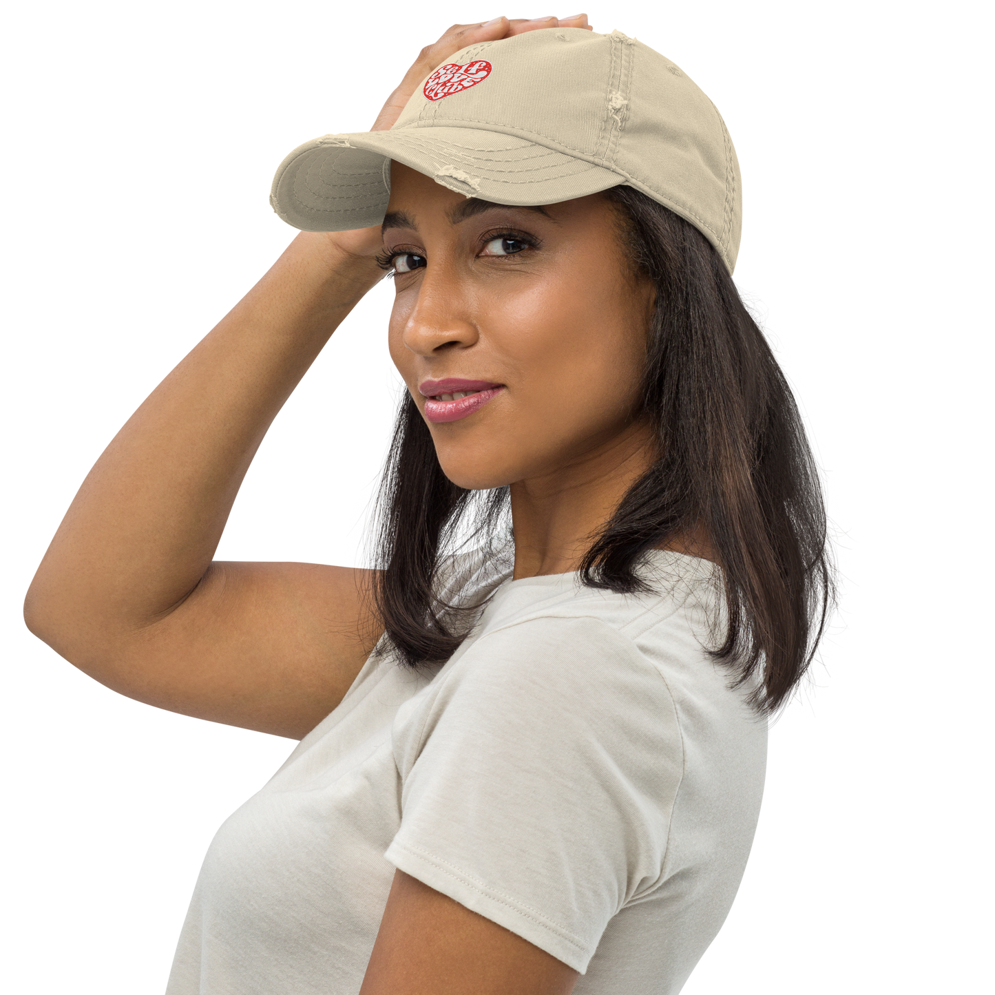 Distressed Faded Dad Hat with "Self Love Club" motif