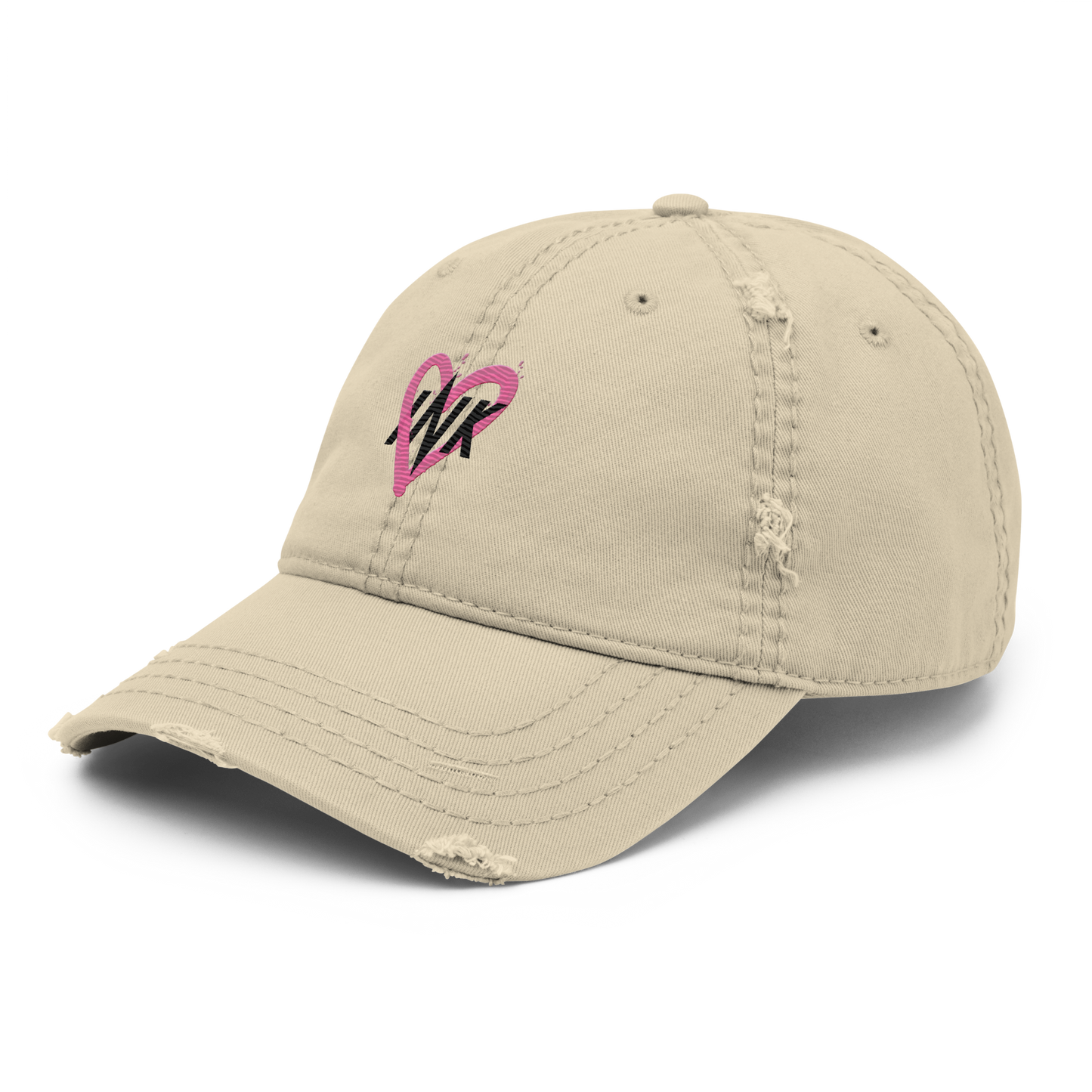 Distressed Faded Dad Hat with "Ink Heart" Iconic motif