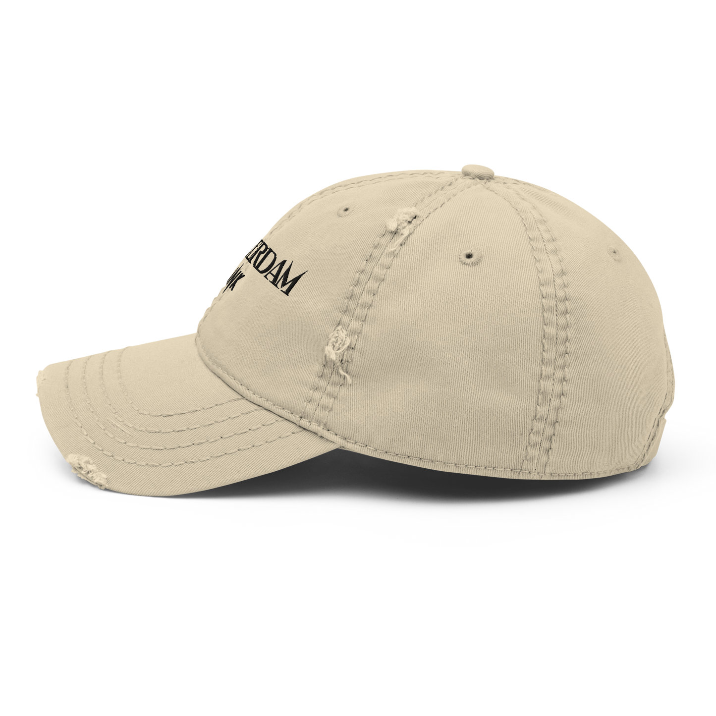 Distressed Faded Dad Hat with “Tulip Mania in Amsterdam” motif