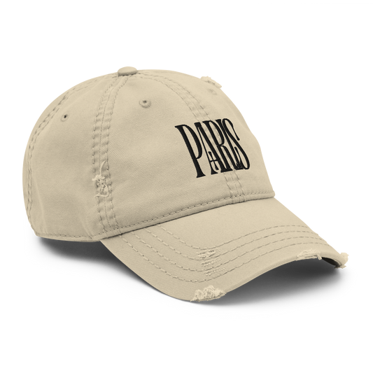 Distressed Faded Dad Hat with “LES CHAMPS ELYSÉES, PARIS” Print