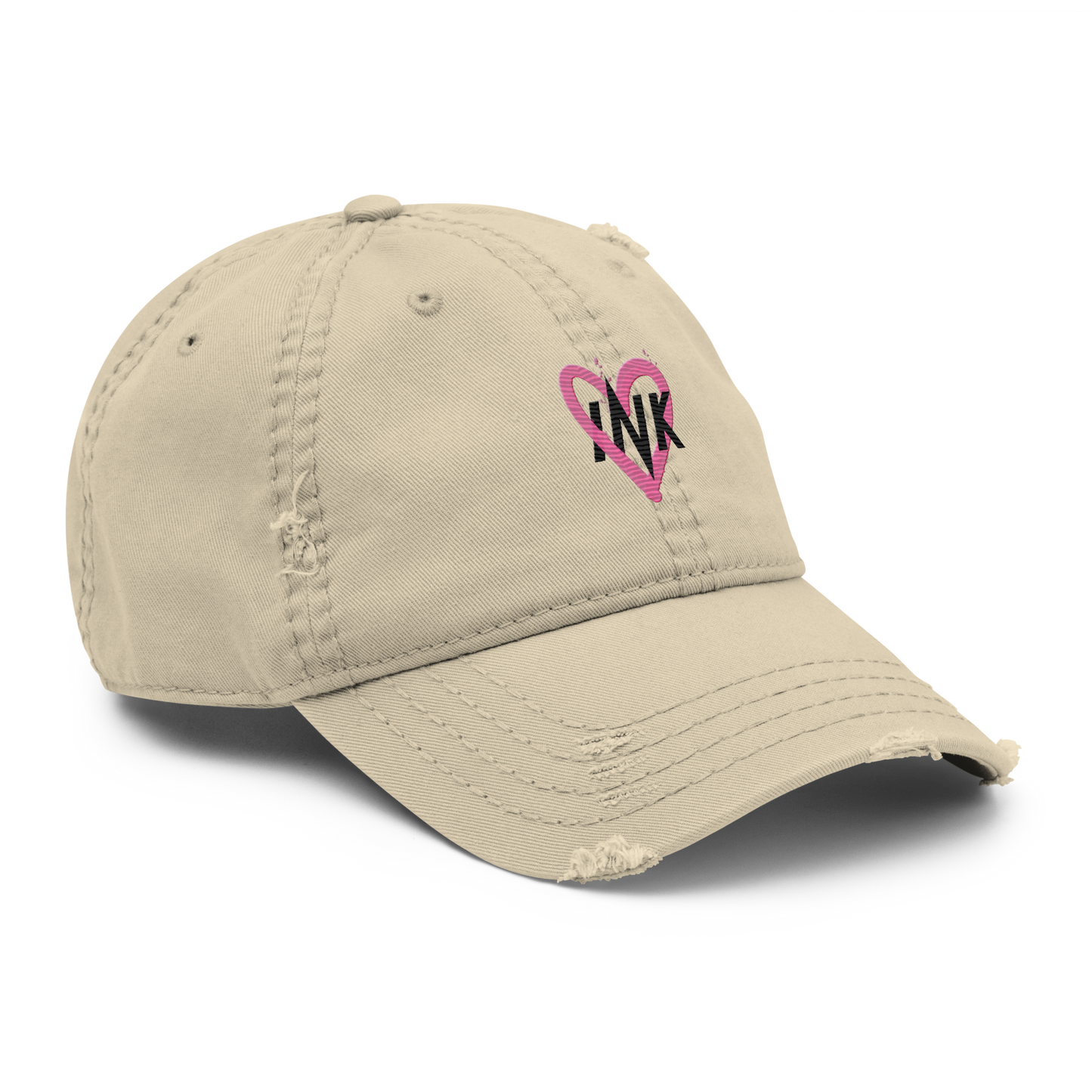 Distressed Faded Dad Hat with "Ink Heart" Iconic motif