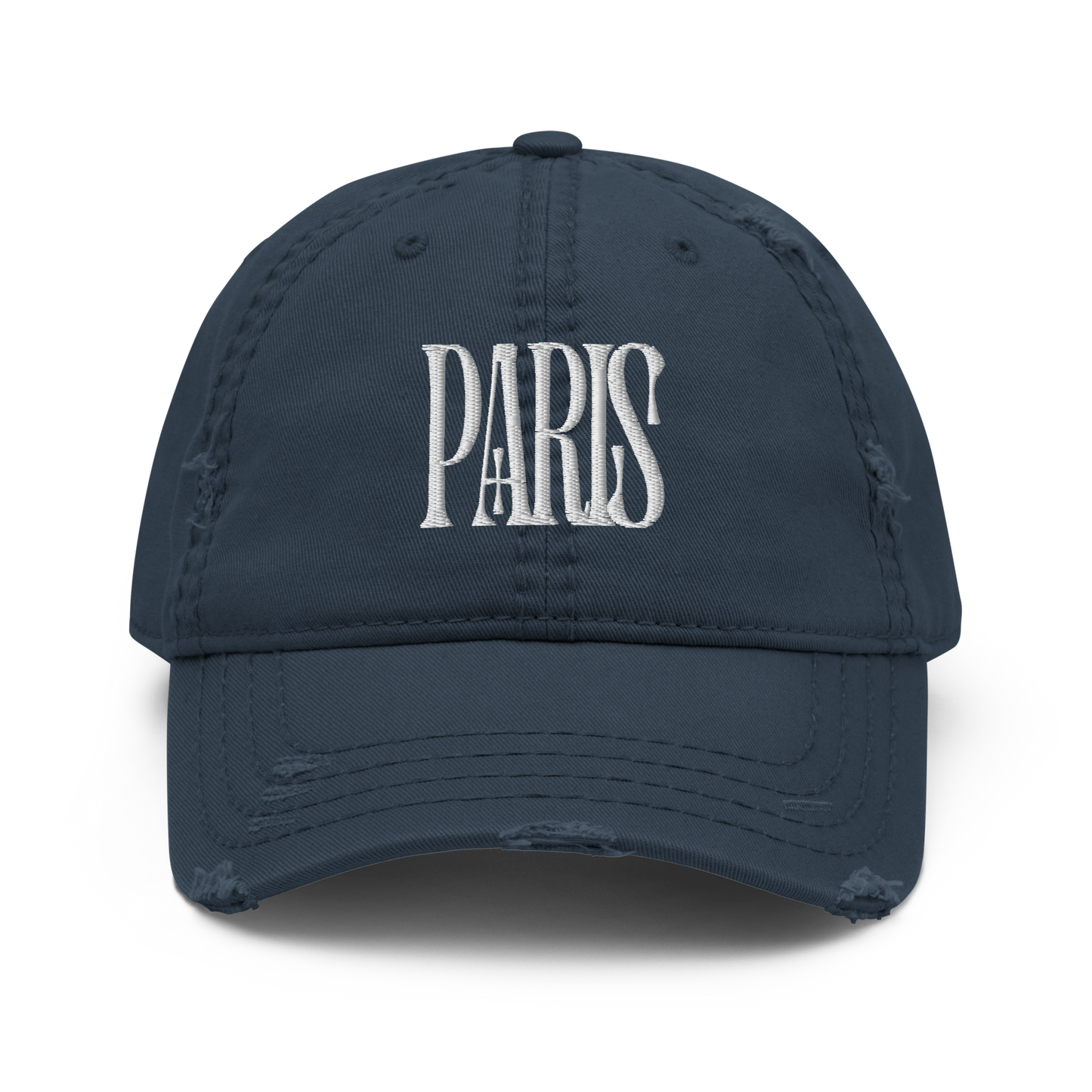 Distressed Faded Dad Hat with “LES CHAMPS ELYSÉES, PARIS” Print