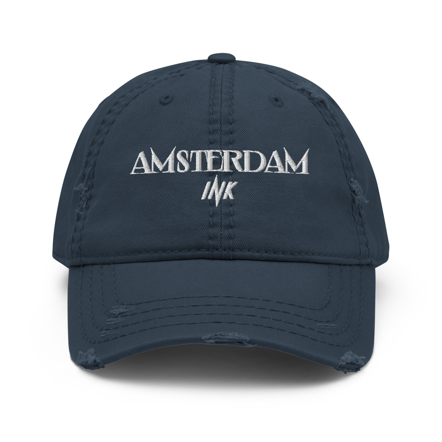 Distressed Faded Dad Hat with “Tulip Mania in Amsterdam” motif