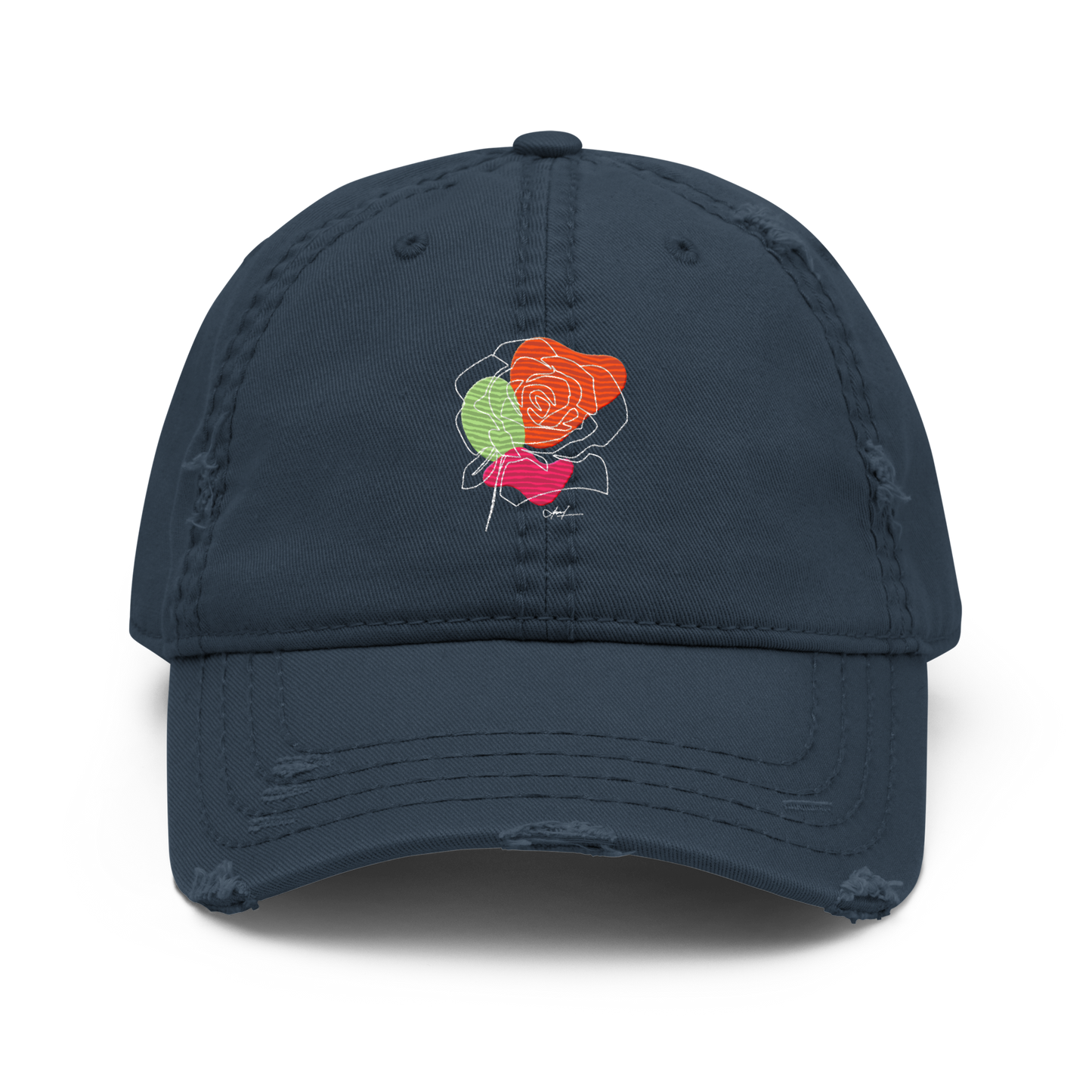 Distressed Faded Dad Hat with "Let Your Dreams Blossom" design