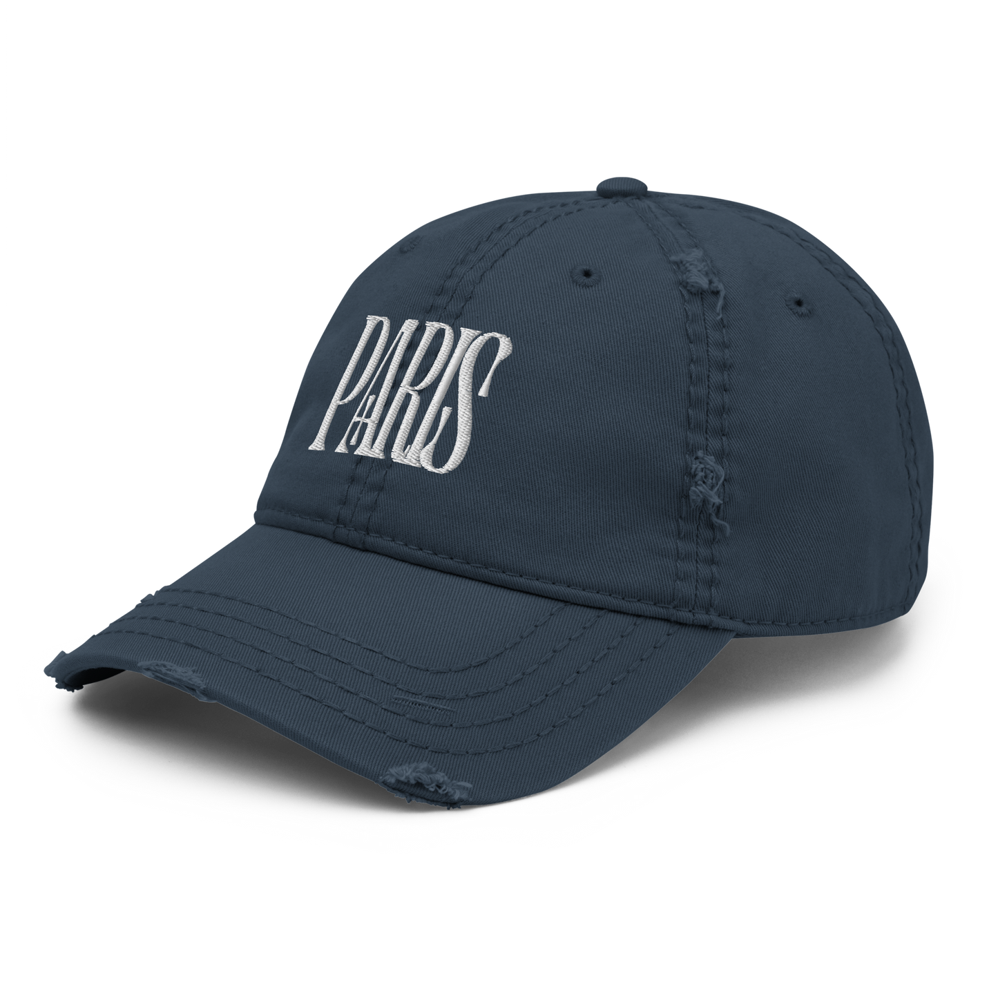 Distressed Faded Dad Hat with “LES CHAMPS ELYSÉES, PARIS” Print