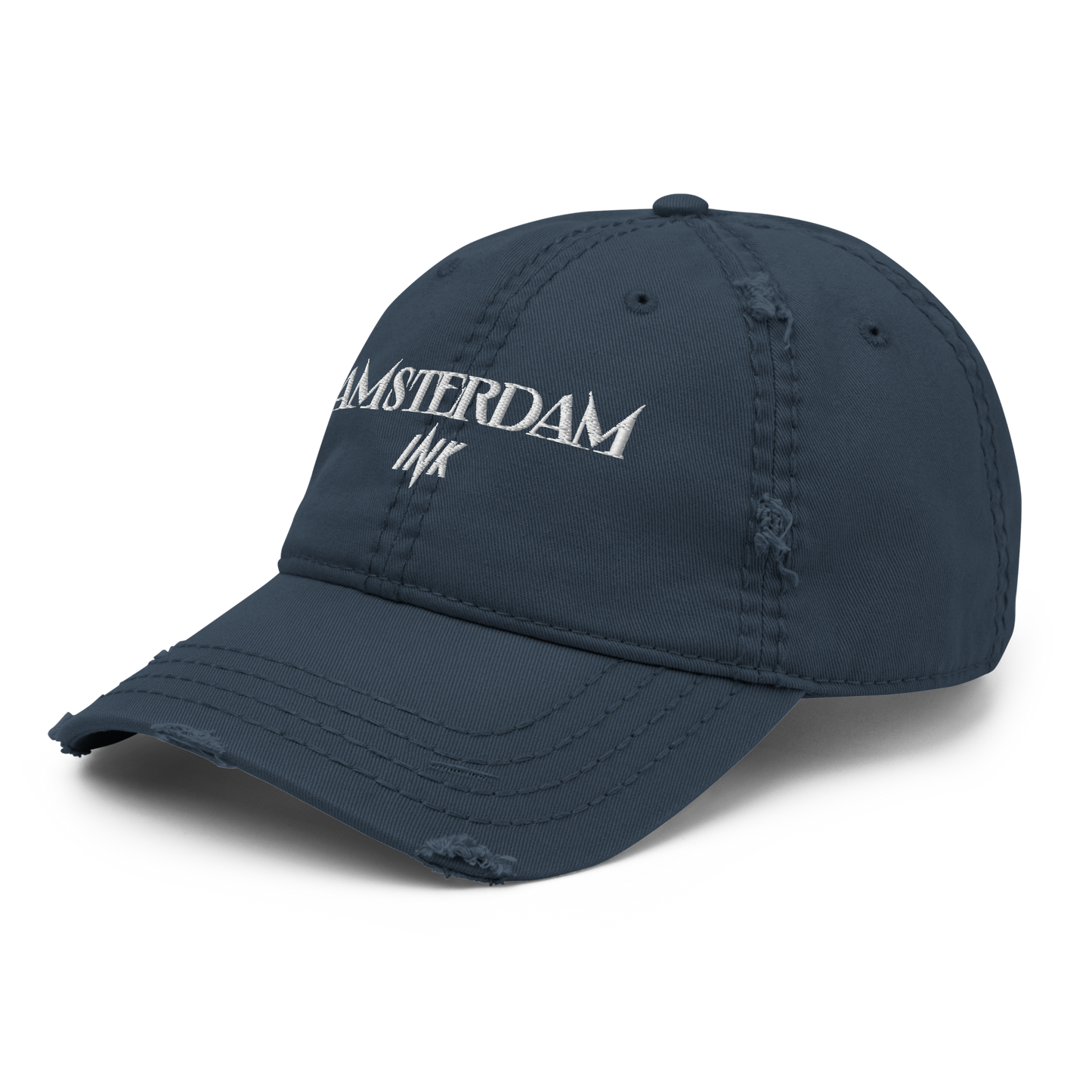 Distressed Faded Dad Hat with “Tulip Mania in Amsterdam” motif