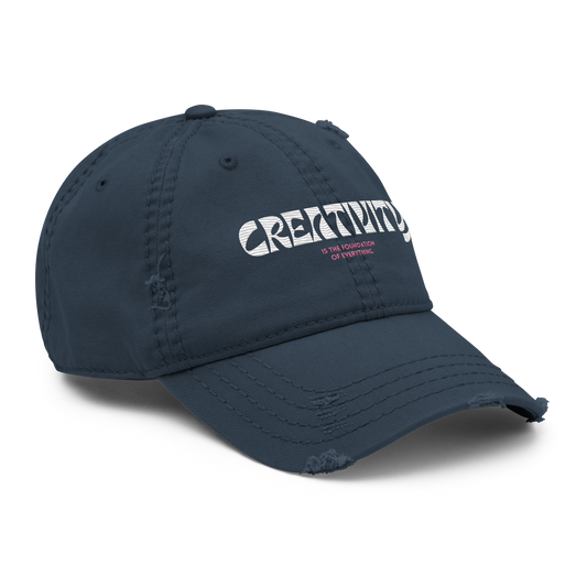 Distressed Faded Dad Hat with Iconic "Cube of Creativity" print