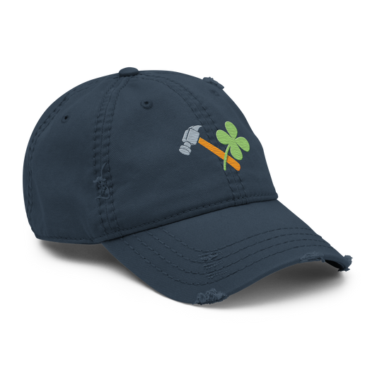 Distressed Faded Dad Hat with Iconic “Lucky Worker” motif