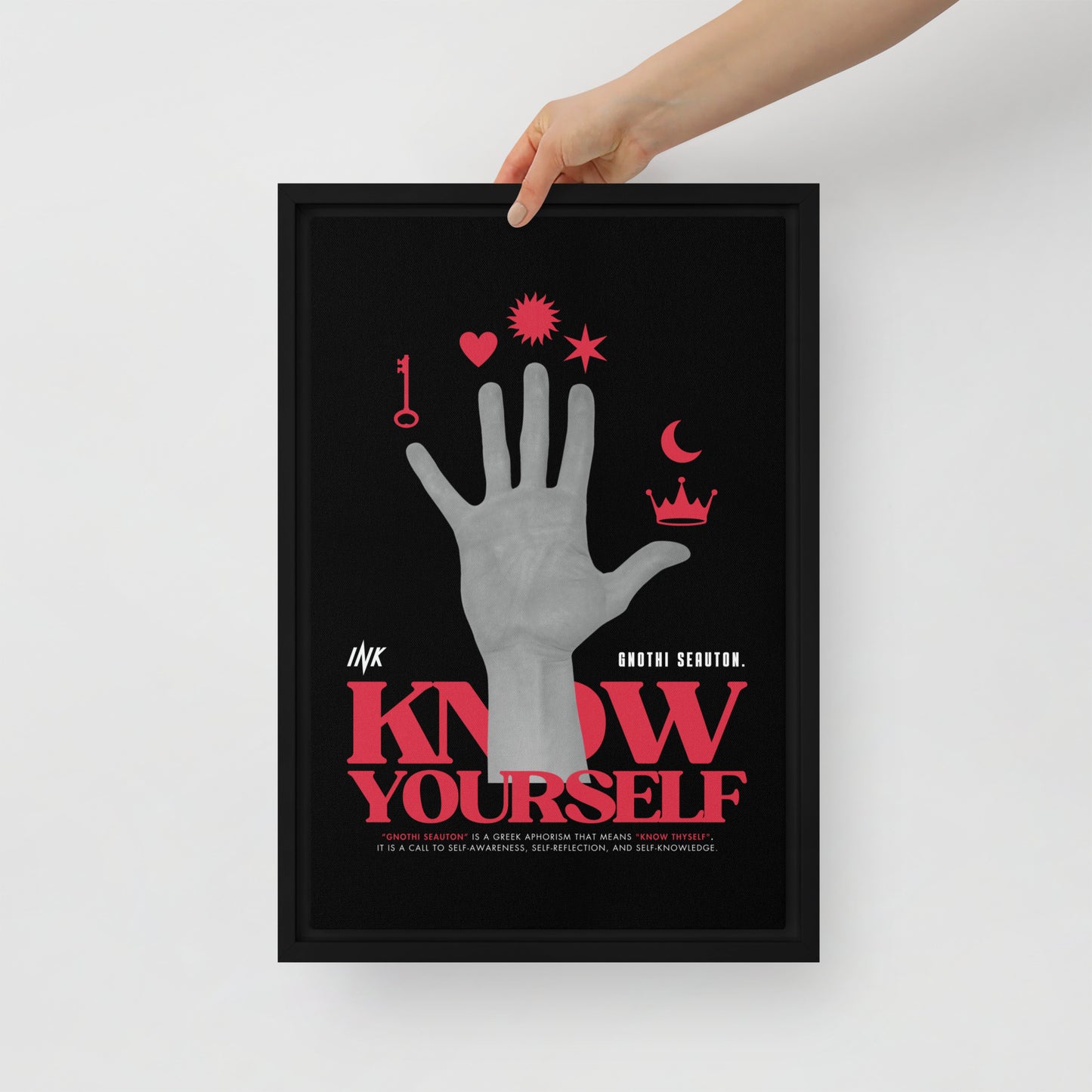 Gallery-Grade Framed Floating Effect Artwork: 'Know Yourself'