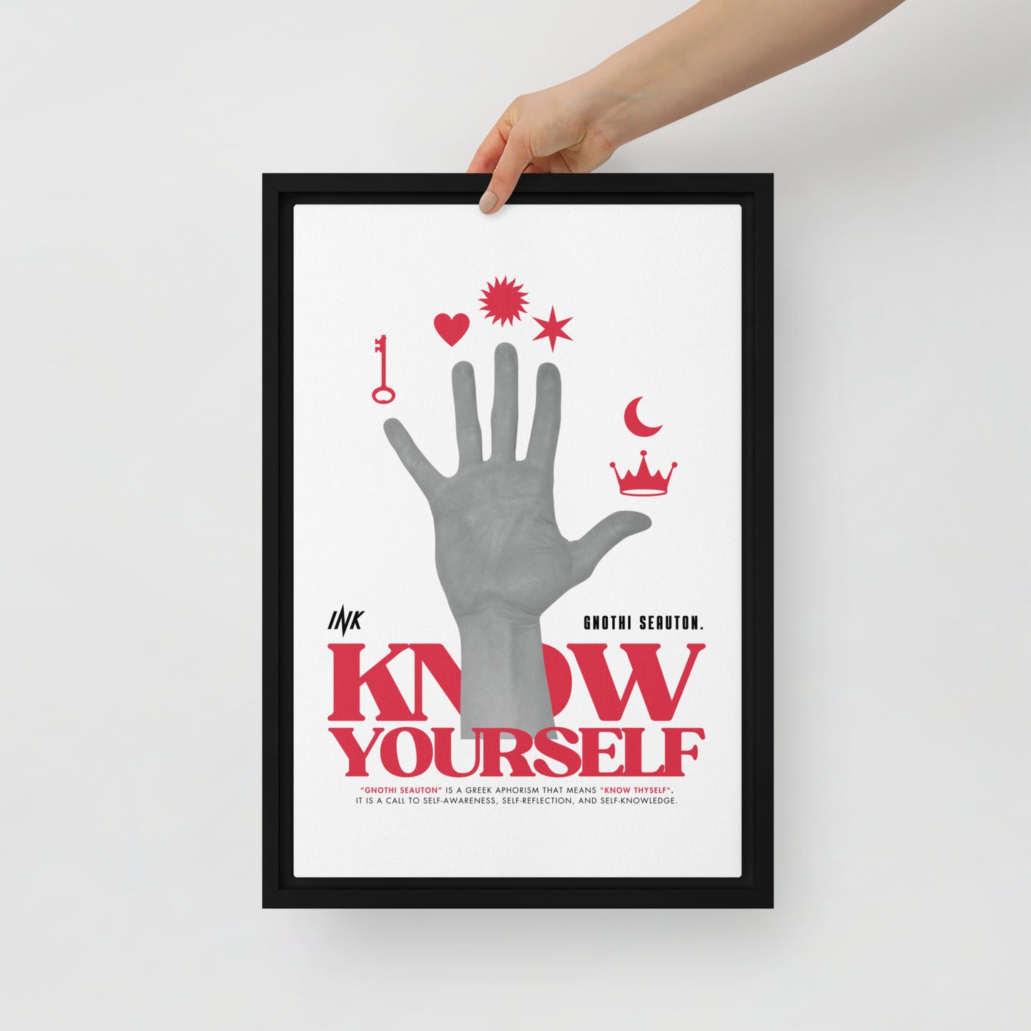 Gallery-Grade Framed Floating Effect Artwork: 'Know Yourself'